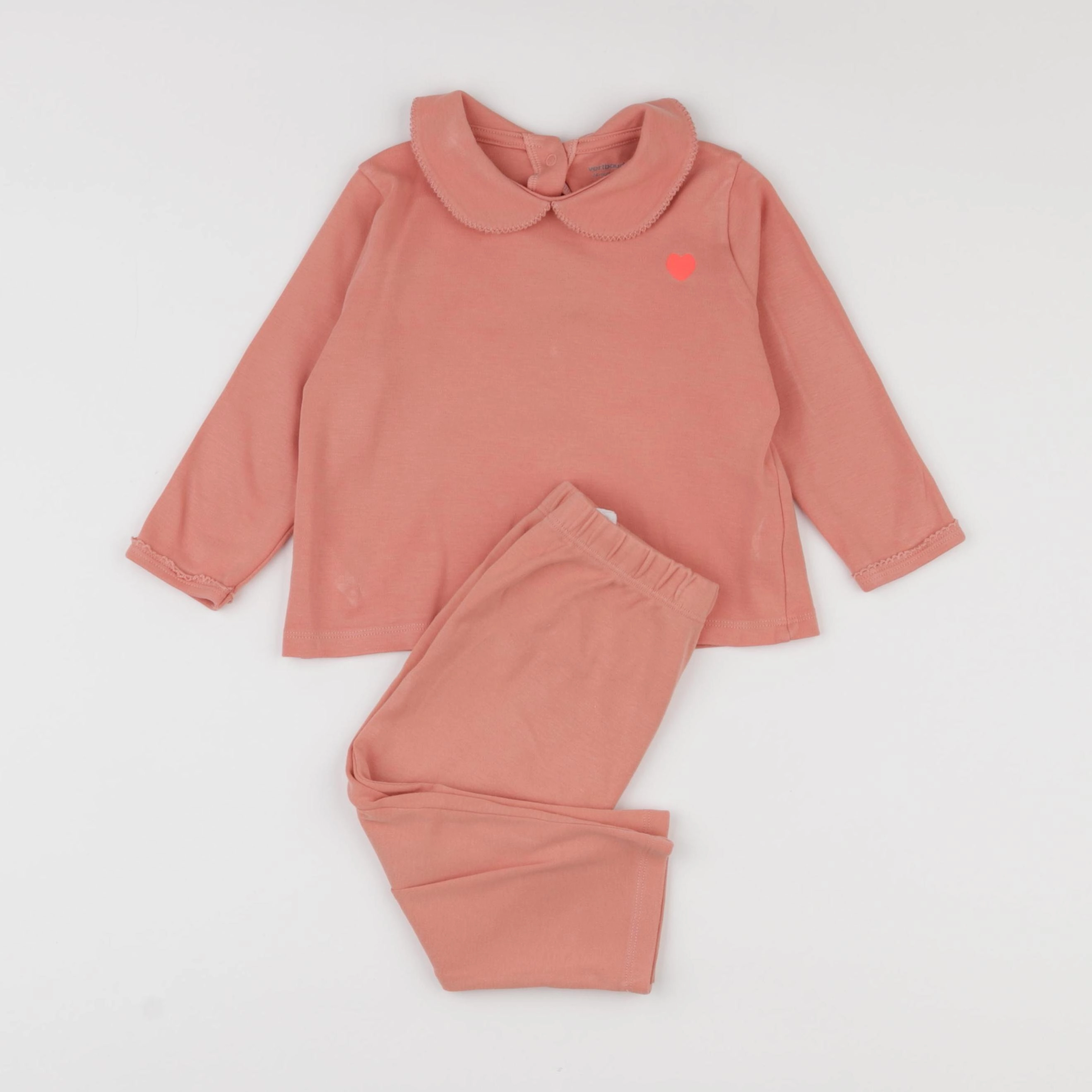 Vertbaudet - pyjama coton rose - 24 mois