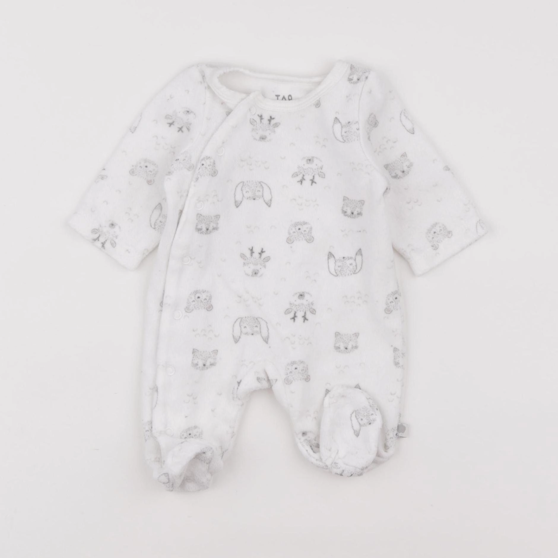 Tape à l'oeil - pyjama velours blanc - 0 mois