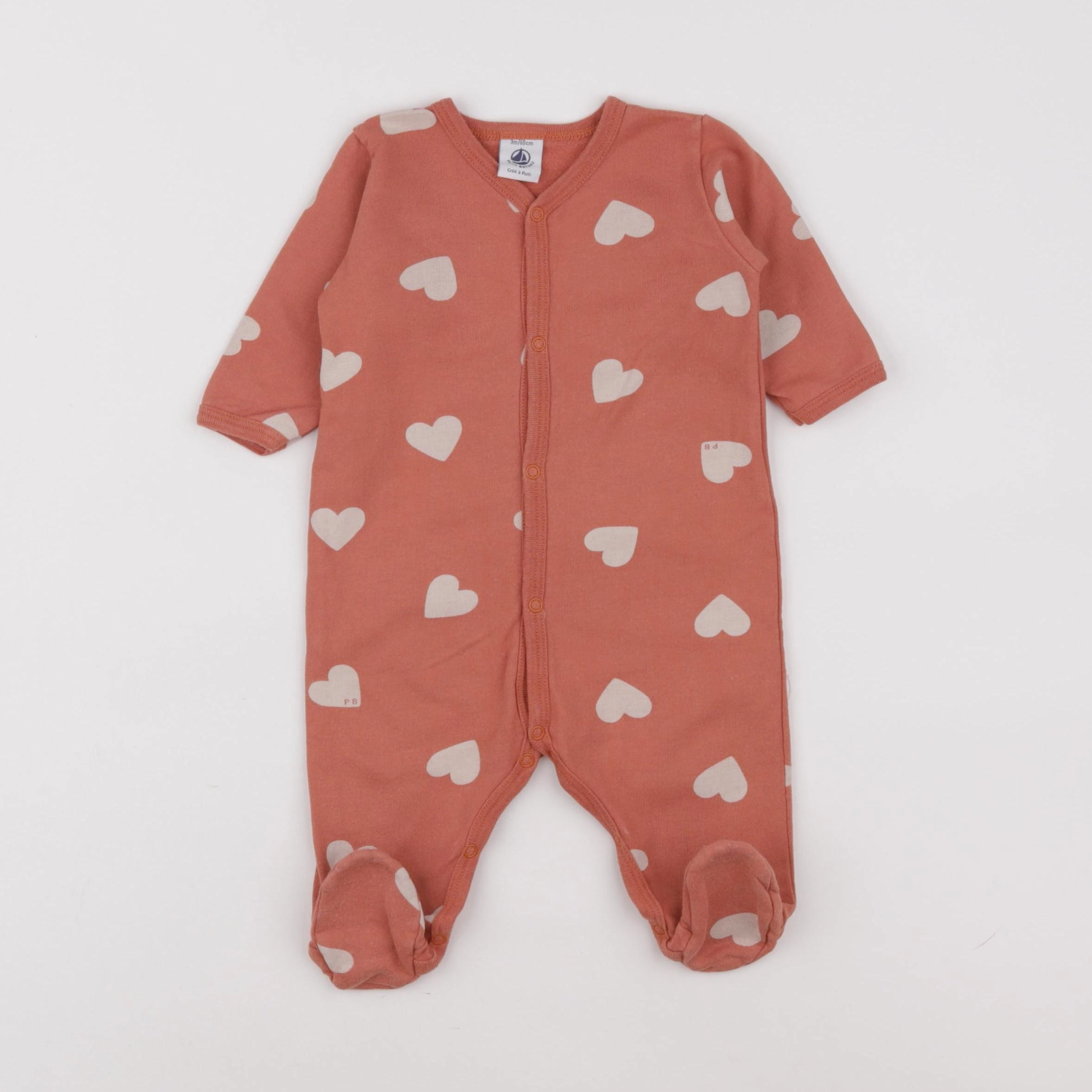 Petit Bateau - pyjama coton rouge - 3 mois