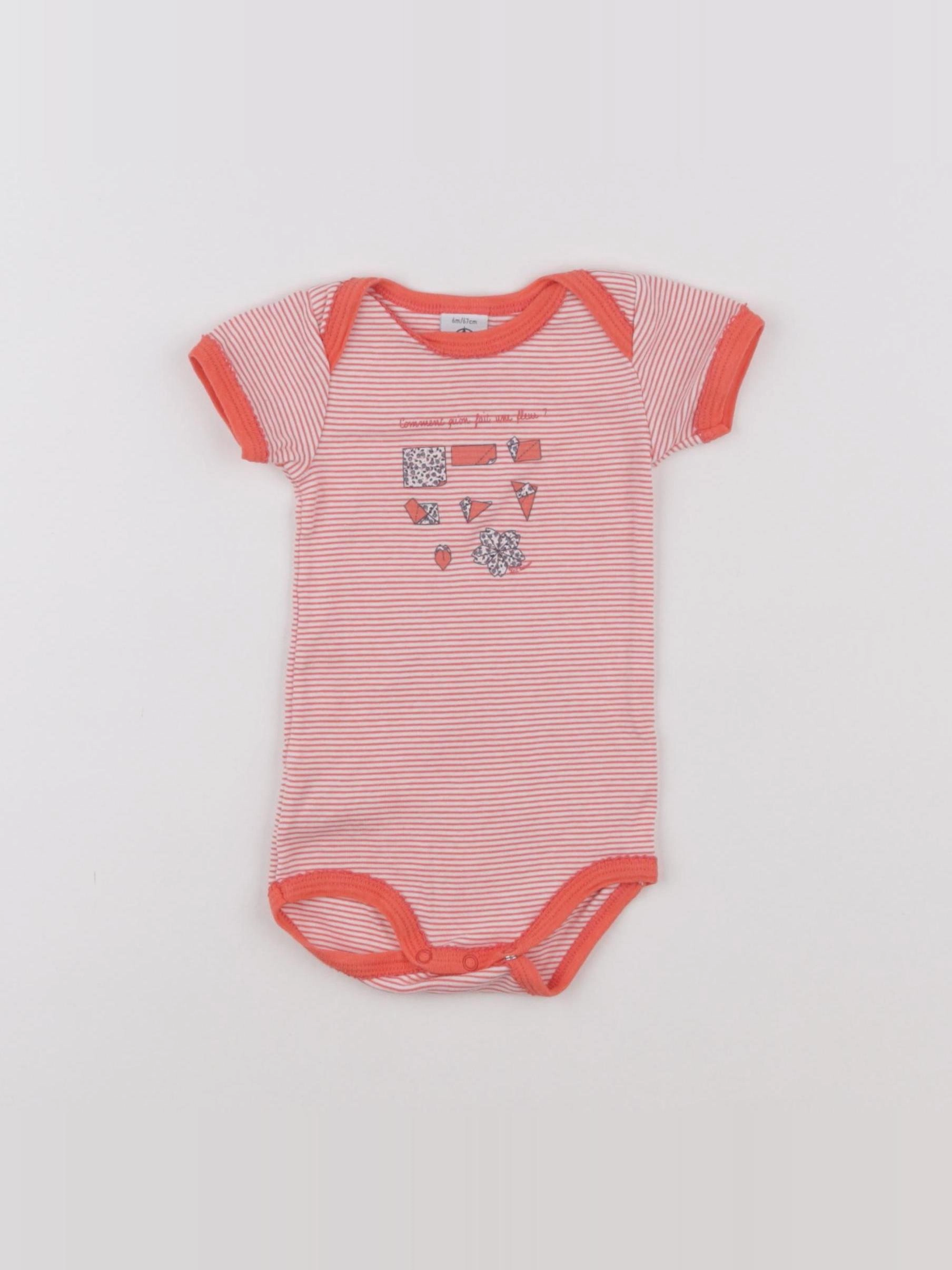 Petit Bateau - body rose - 6 mois