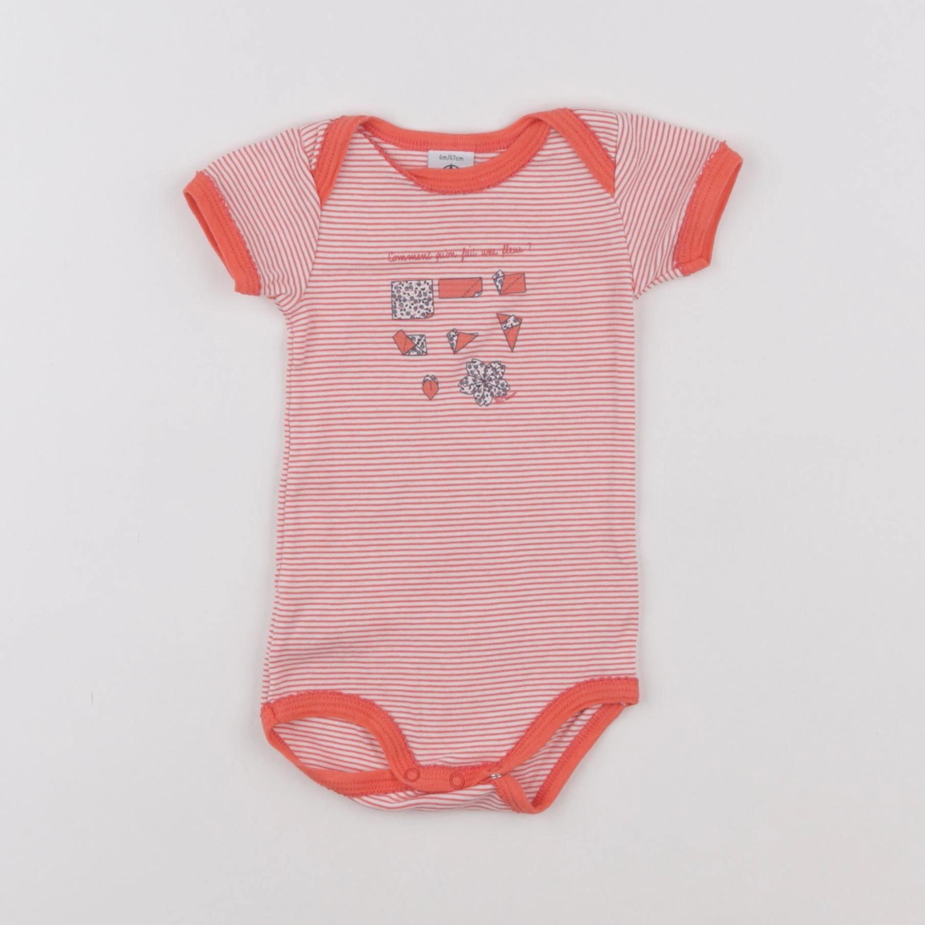 Petit Bateau - body rose - 6 mois