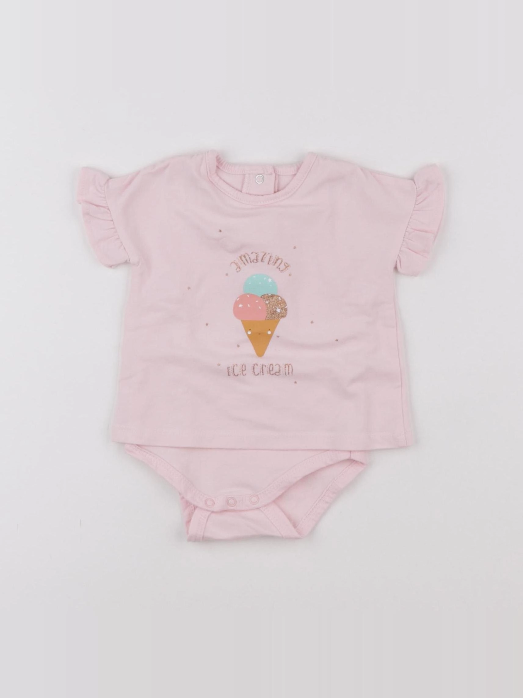 Vertbaudet - body tee-shirt rose - 3 mois