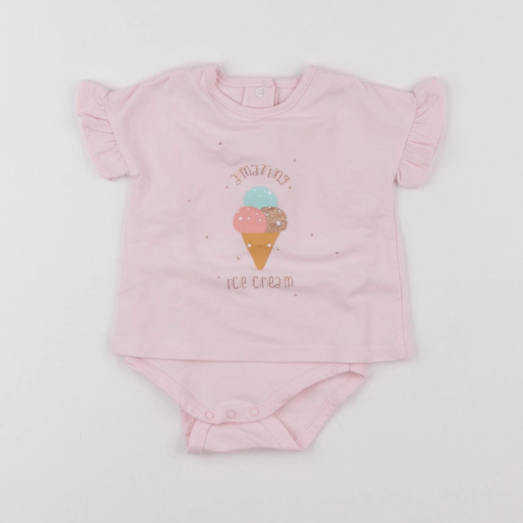 Vertbaudet - body tee-shirt rose - 3 mois