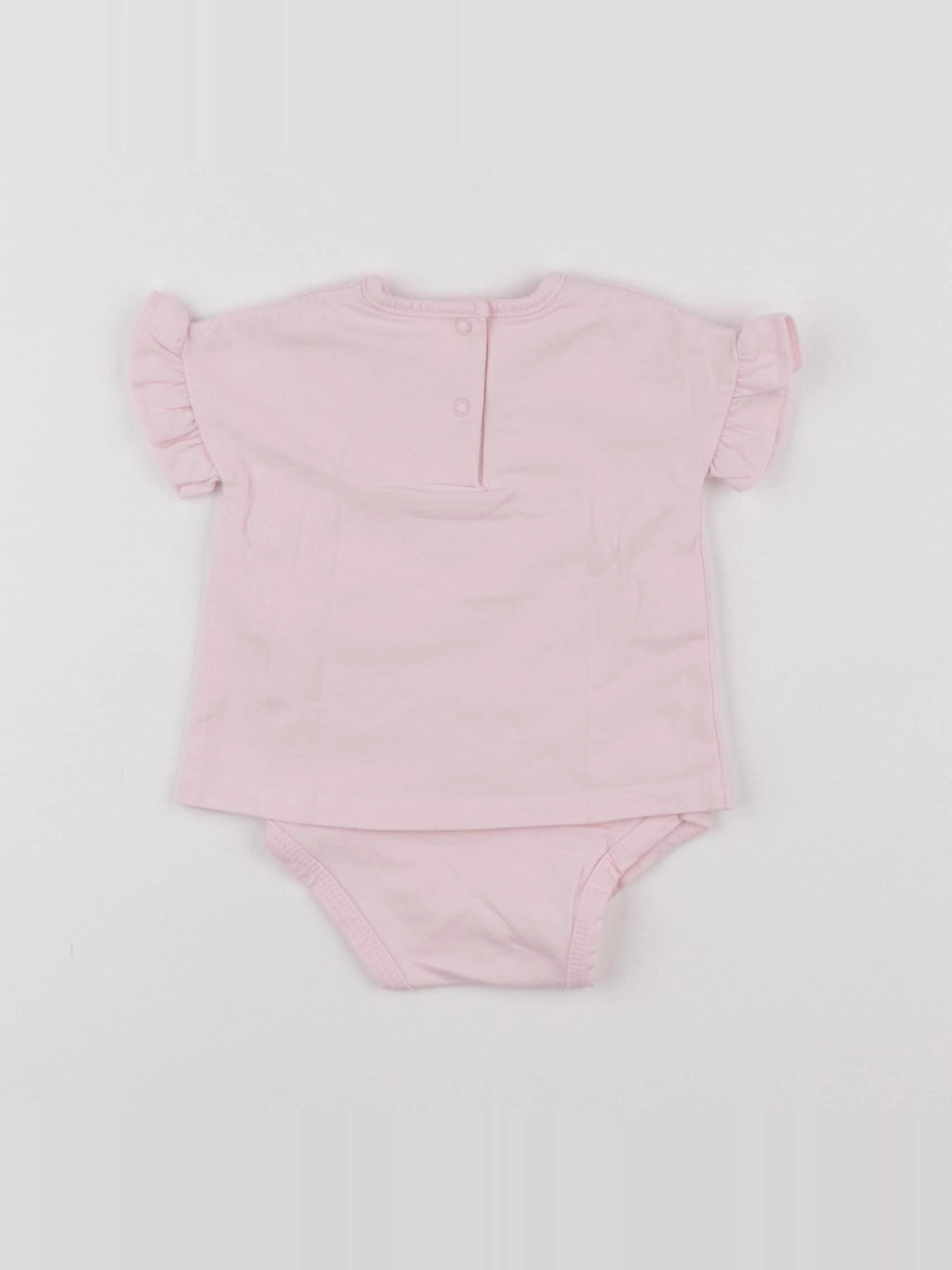 Vertbaudet - body tee-shirt rose - 3 mois