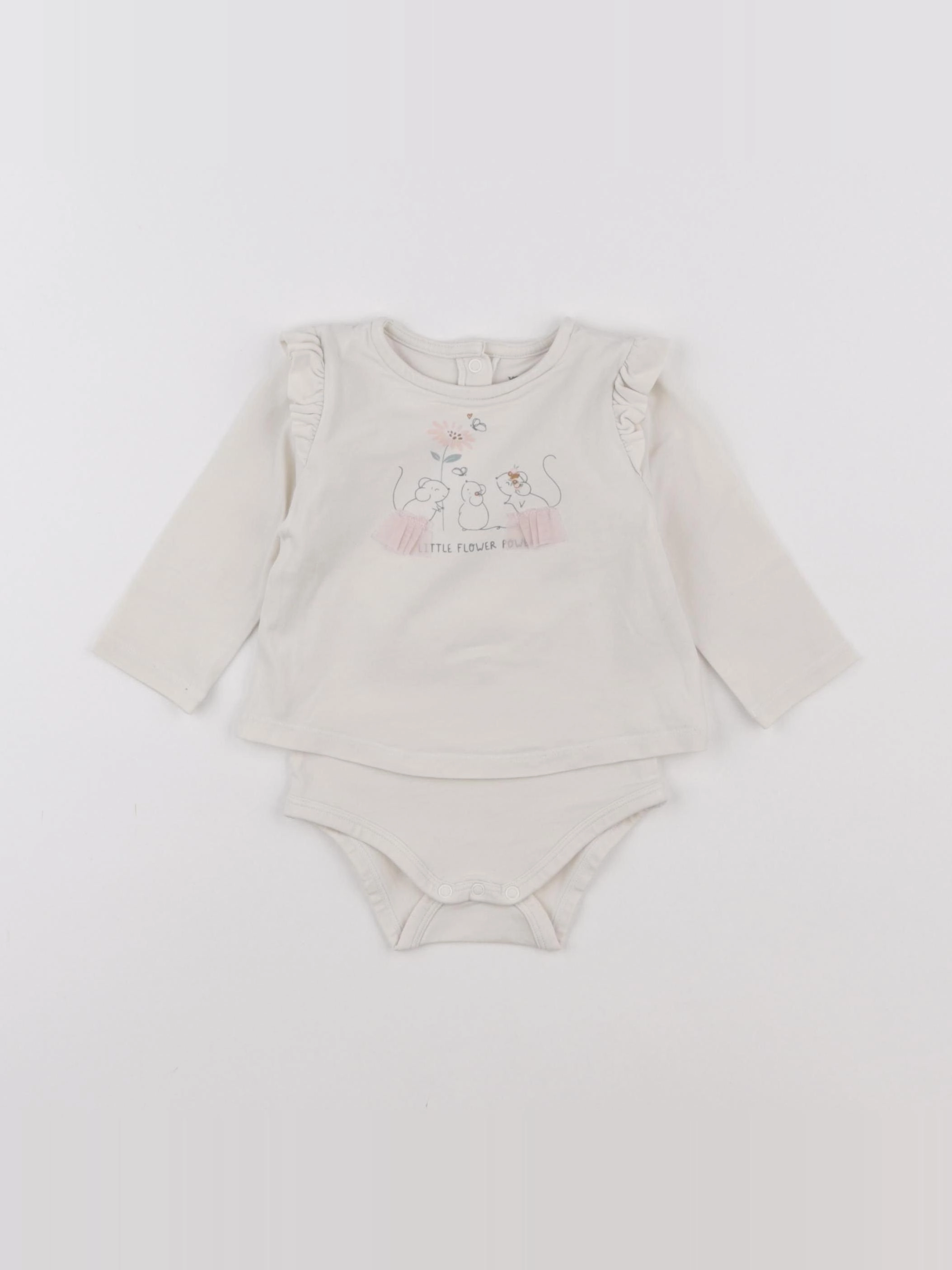 Vertbaudet - body tee-shirt beige - 6 mois