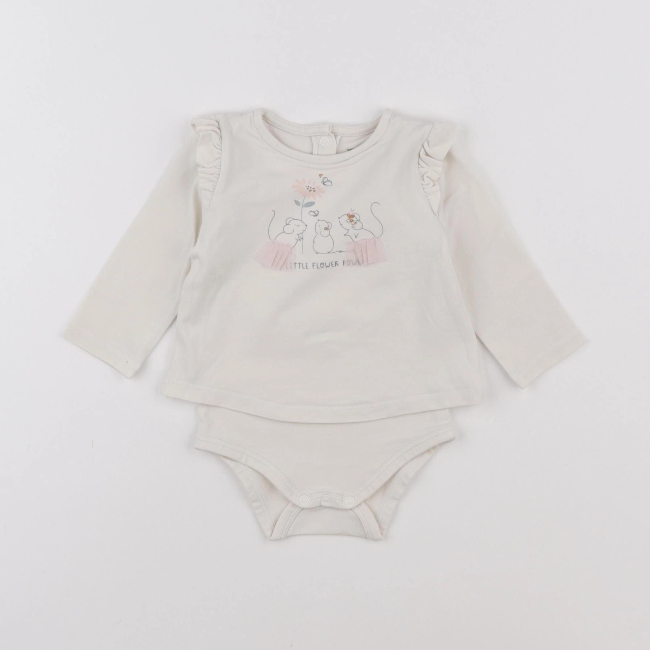 Vertbaudet - body tee-shirt beige - 6 mois