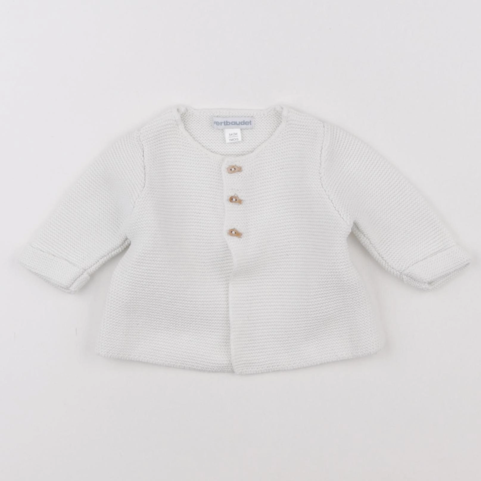 Vertbaudet - gilet blanc - 1 mois