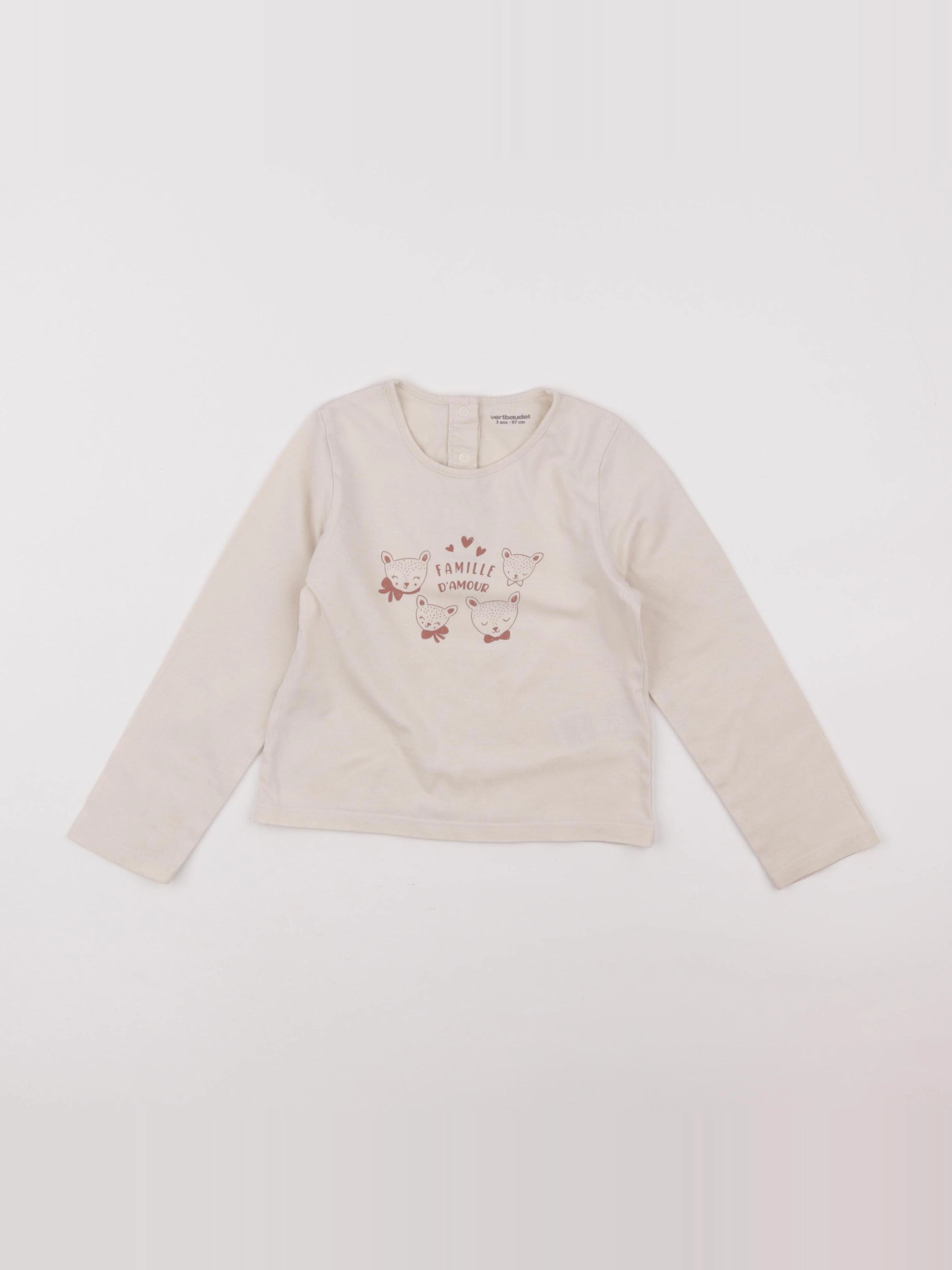 Vertbaudet - tee-shirt beige - 36 mois