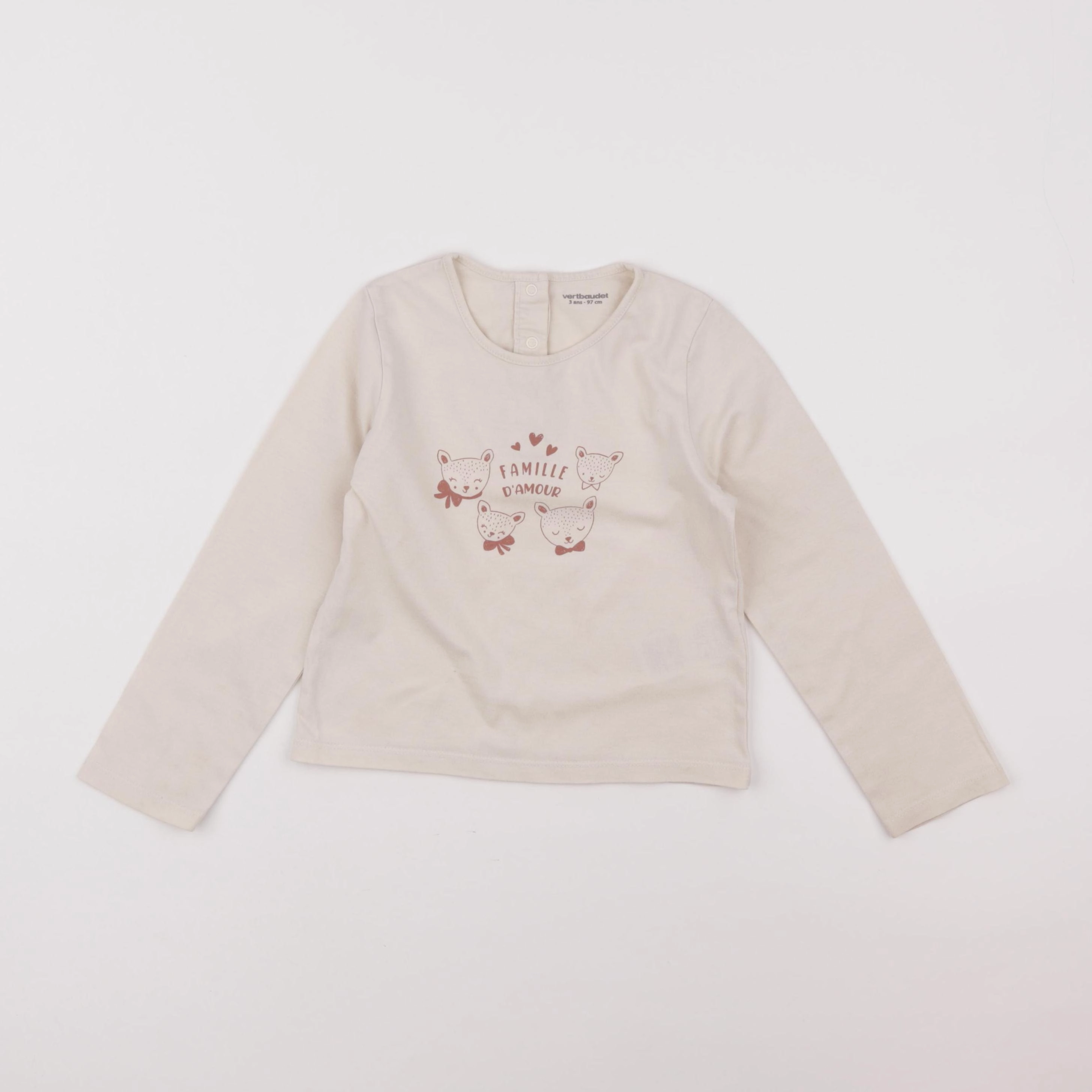 Vertbaudet - tee-shirt beige - 36 mois