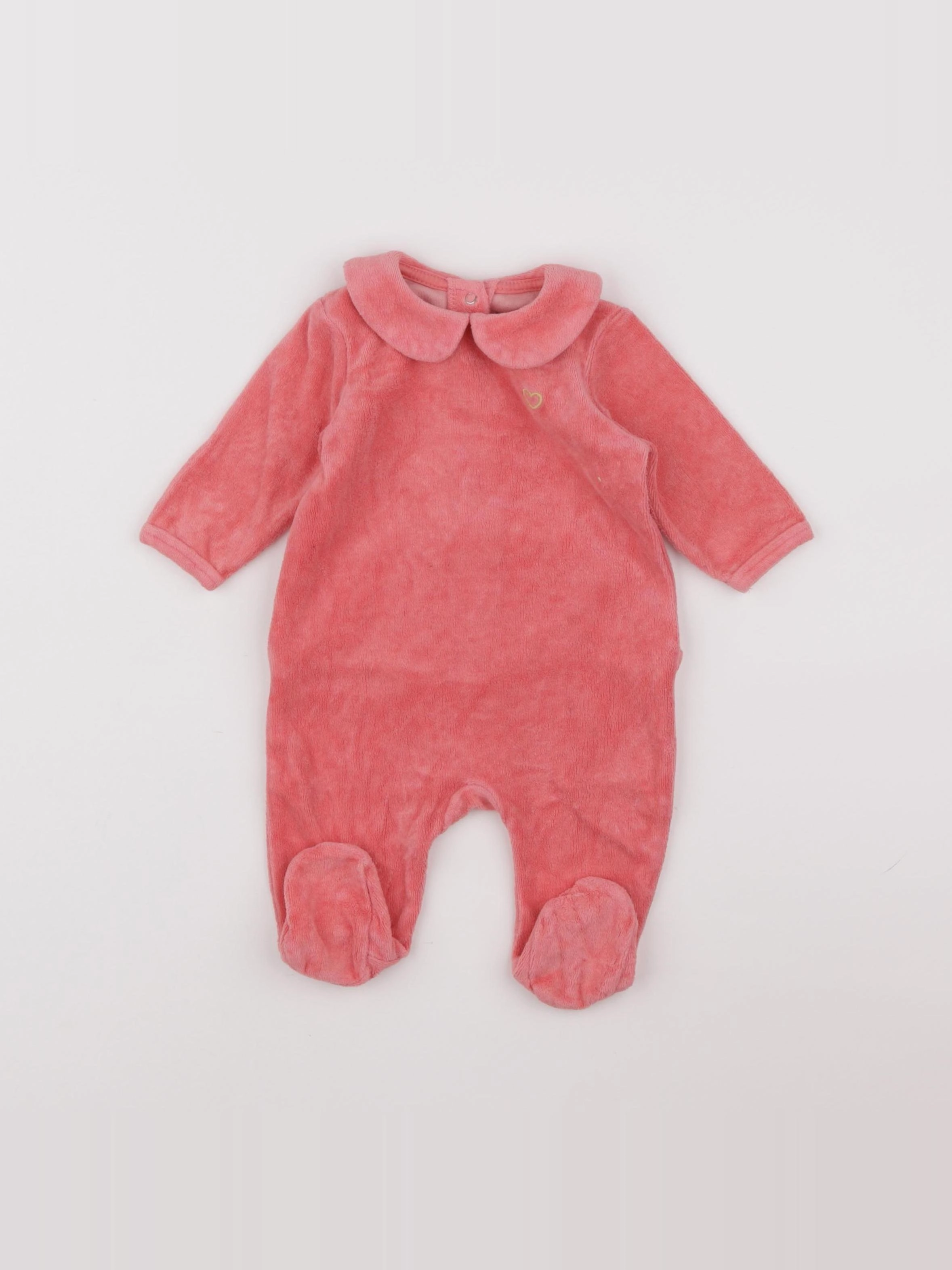 Vertbaudet - pyjama velours rose - 3 mois