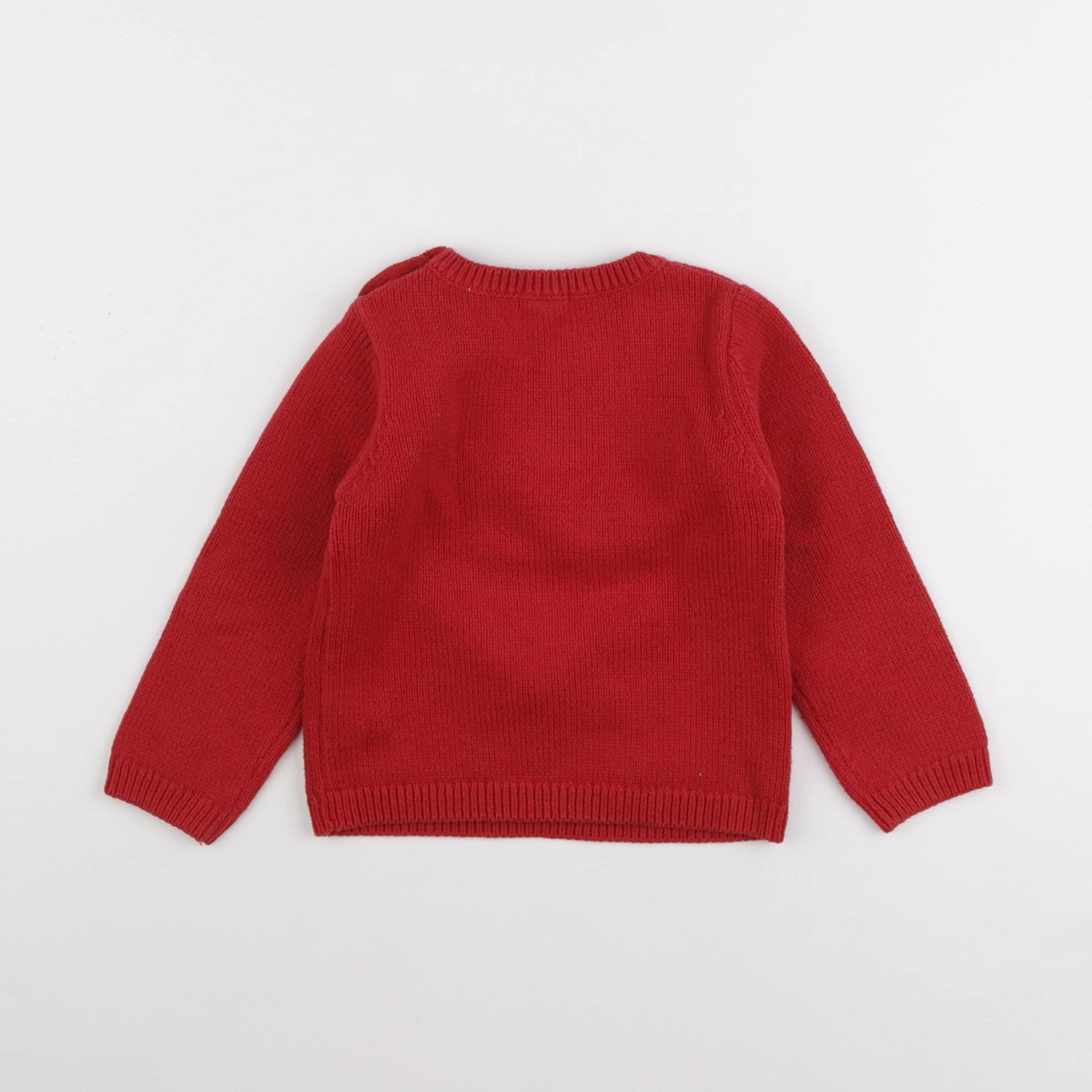 Vertbaudet - pull rouge - 36 mois