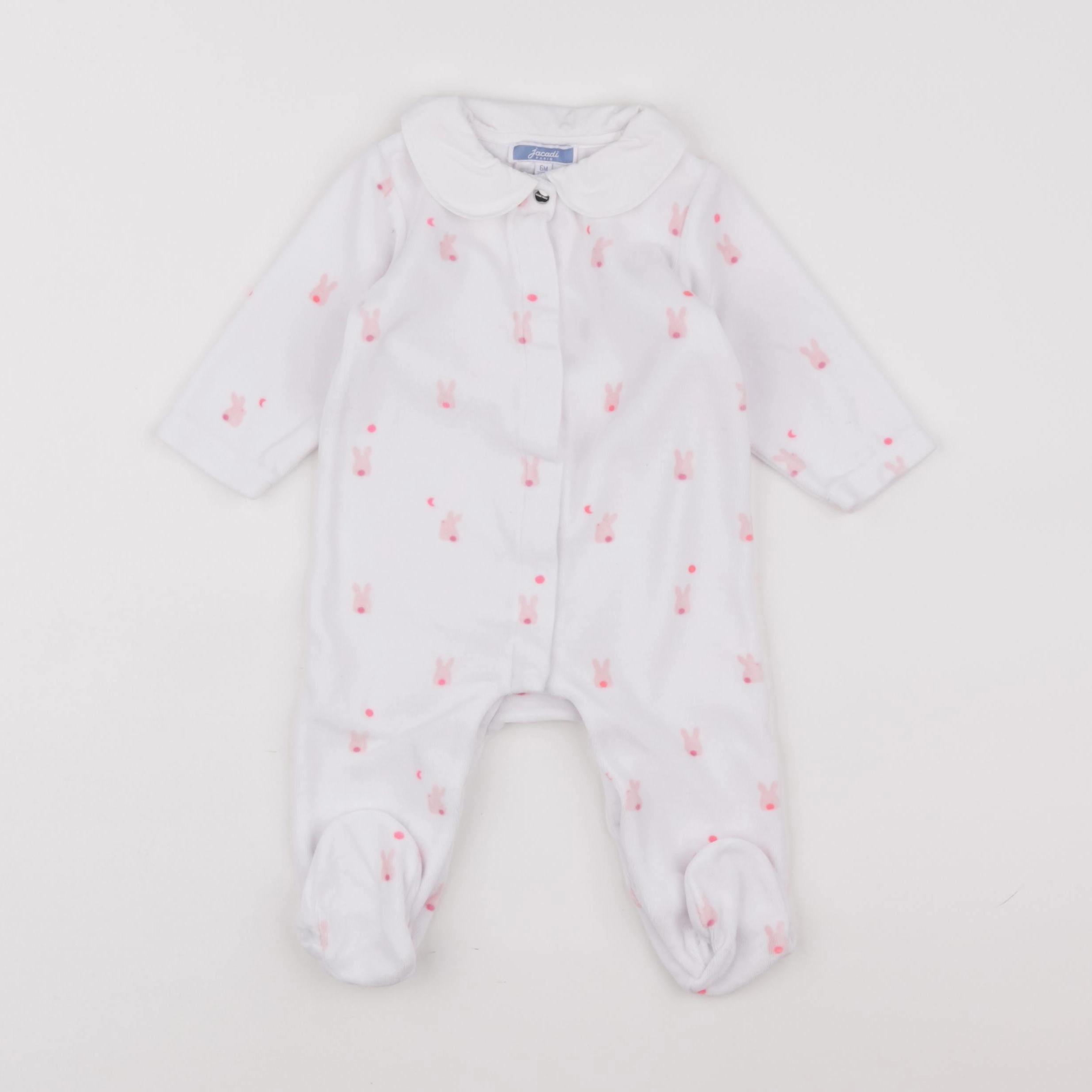Jacadi - pyjama velours blanc, rose - 6 mois