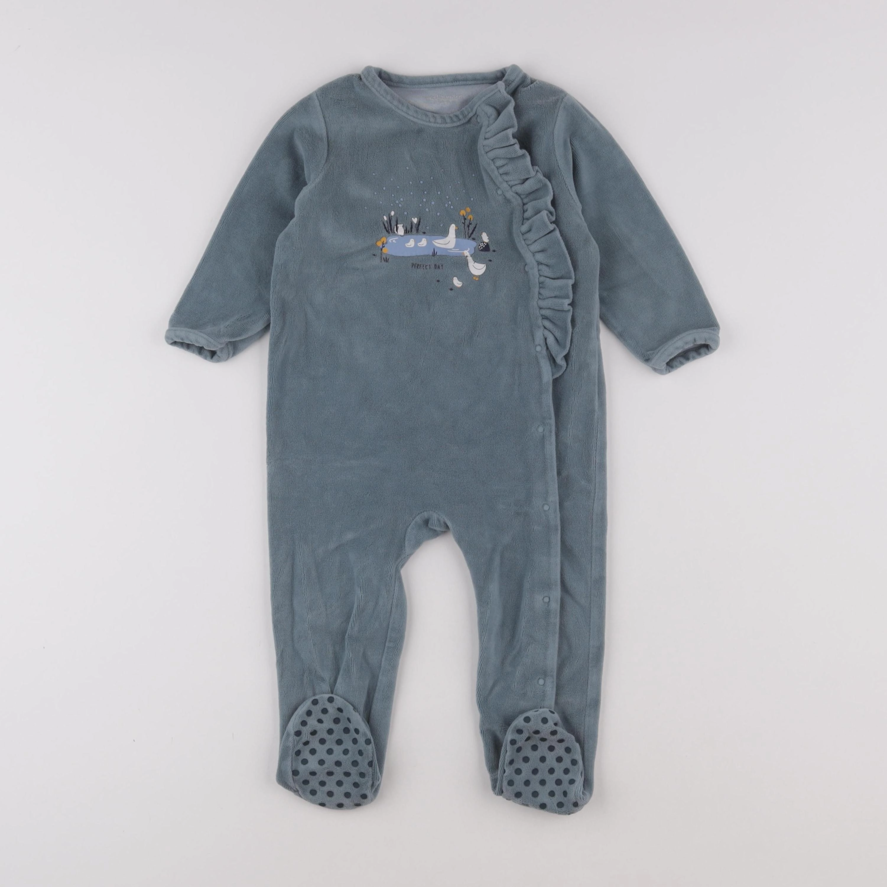 Vertbaudet - pyjama velours bleu - 18 mois