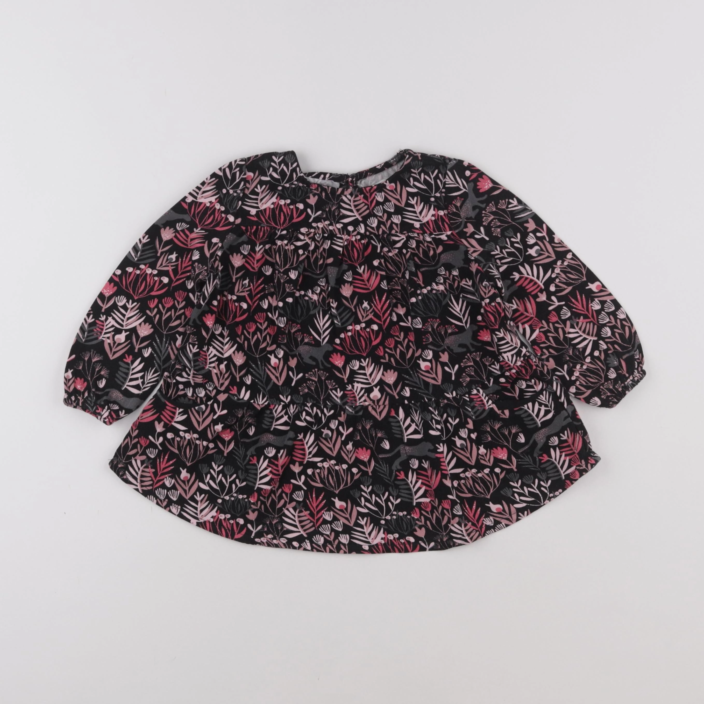 Vertbaudet - robe noir, rose - 2 ans