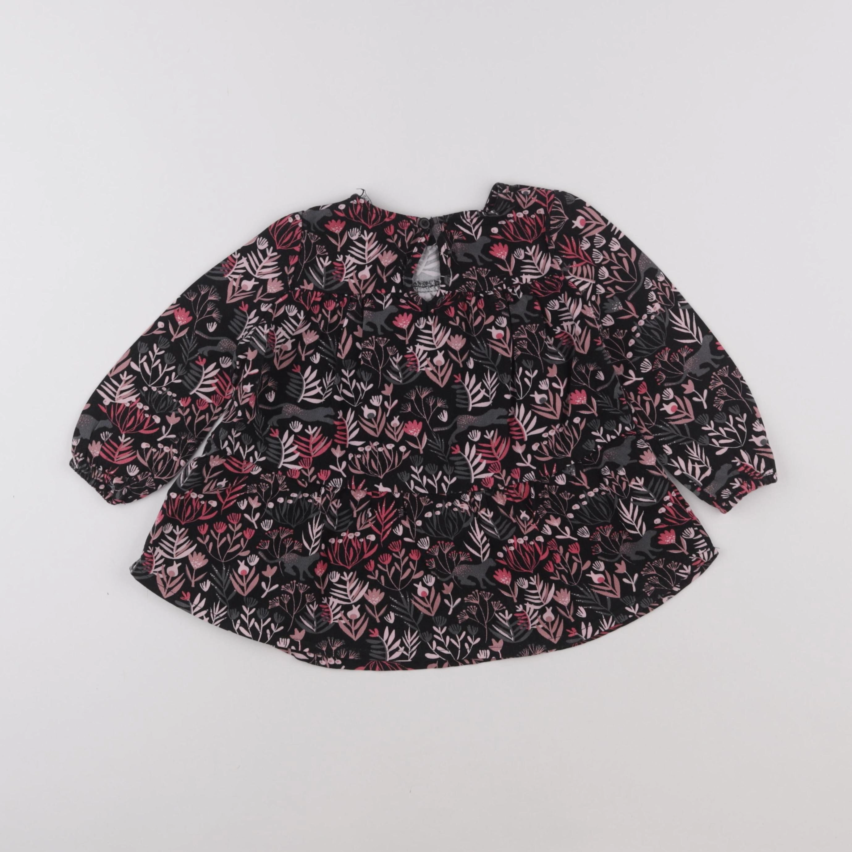 Vertbaudet - robe noir, rose - 2 ans