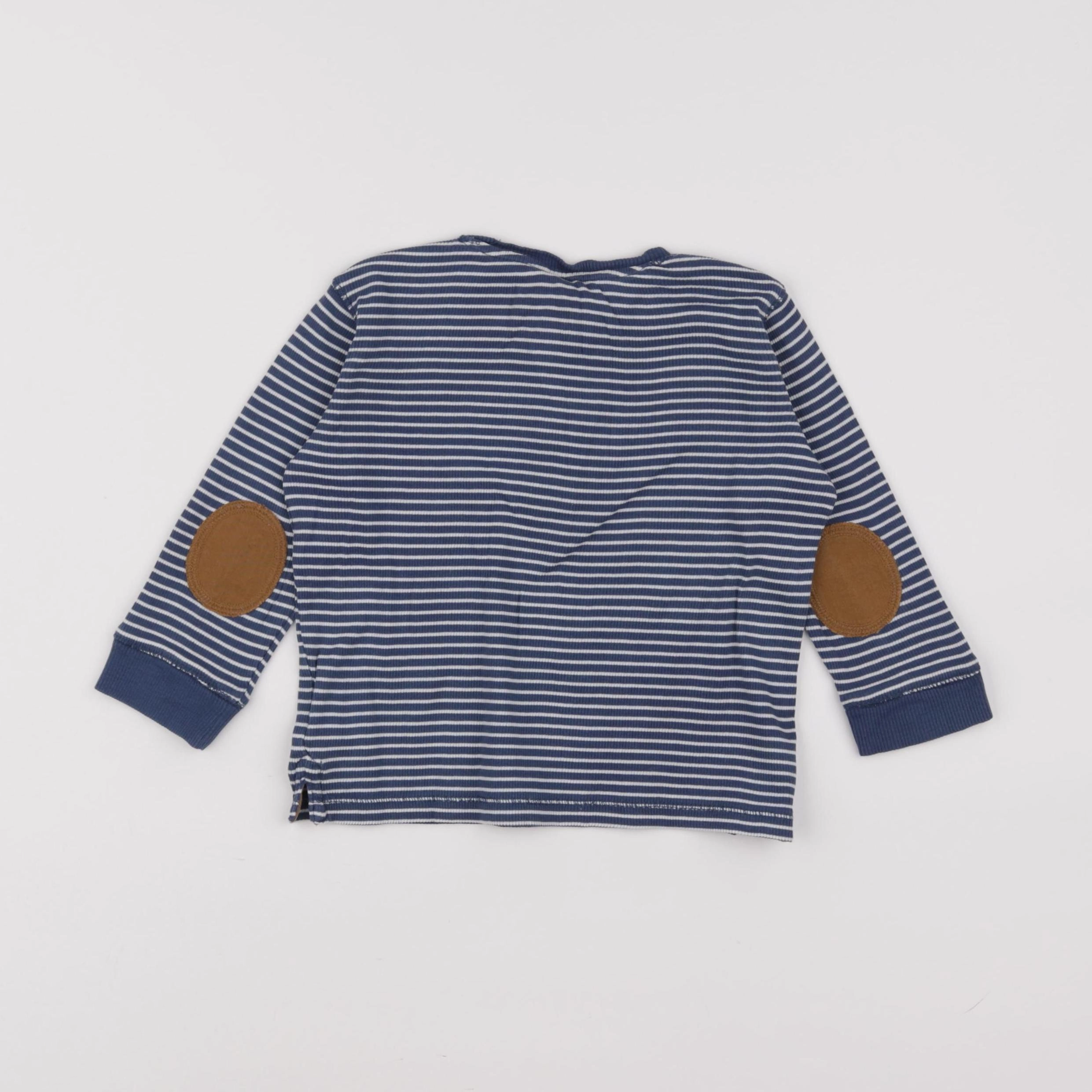 H&M - tee-shirt bleu, blanc - 12/18 mois