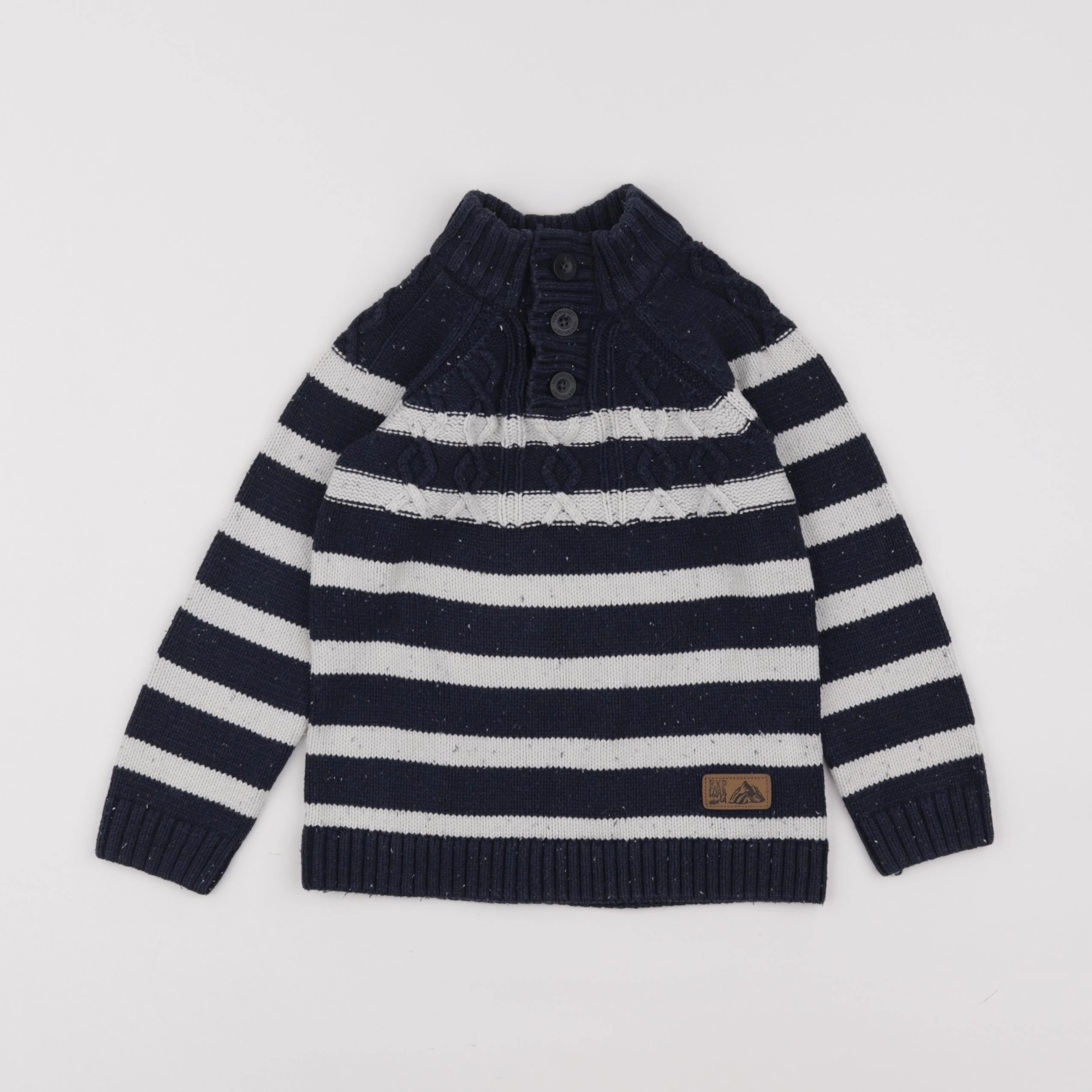 Vertbaudet - pull bleu, blanc - 4 ans