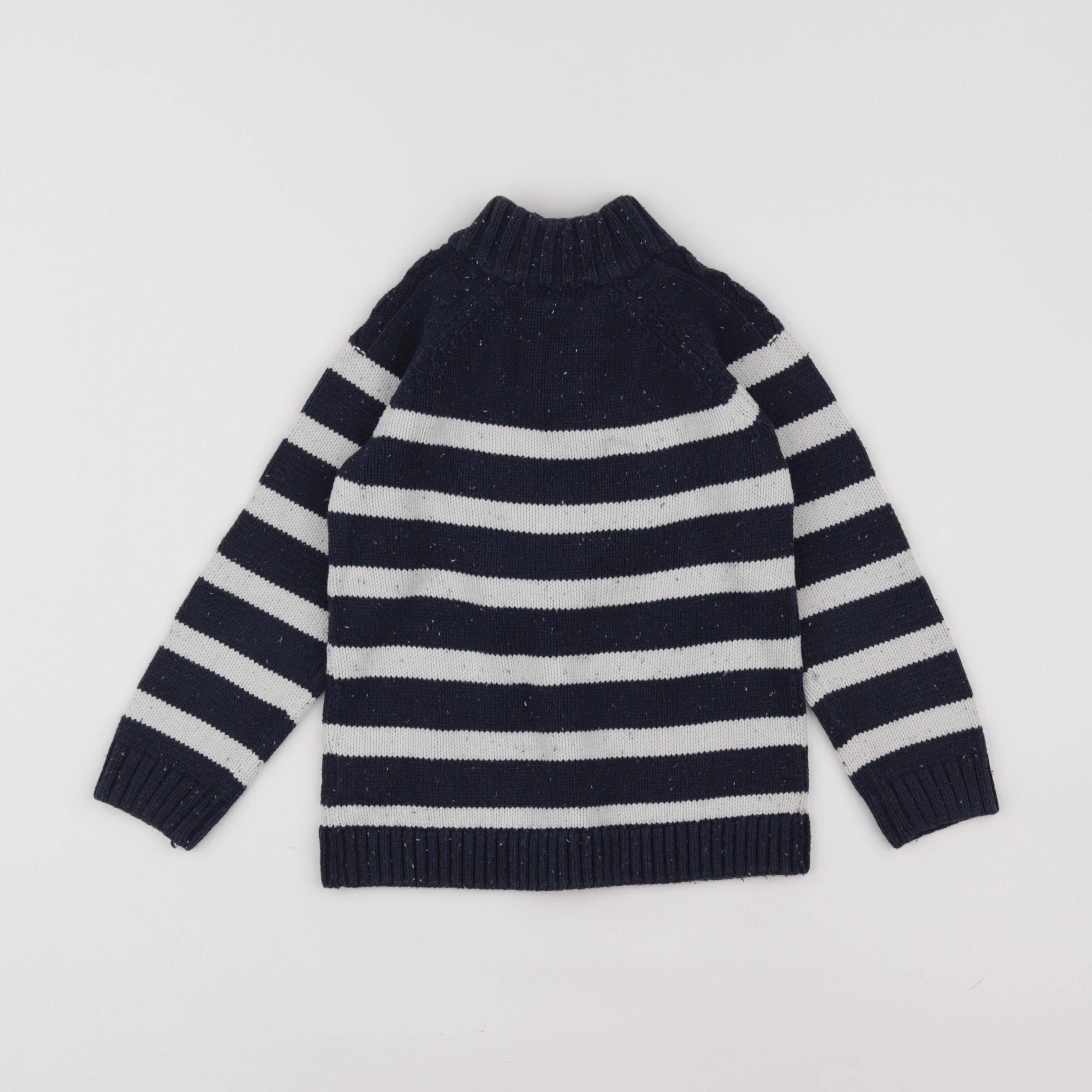 Vertbaudet - pull bleu, blanc - 4 ans
