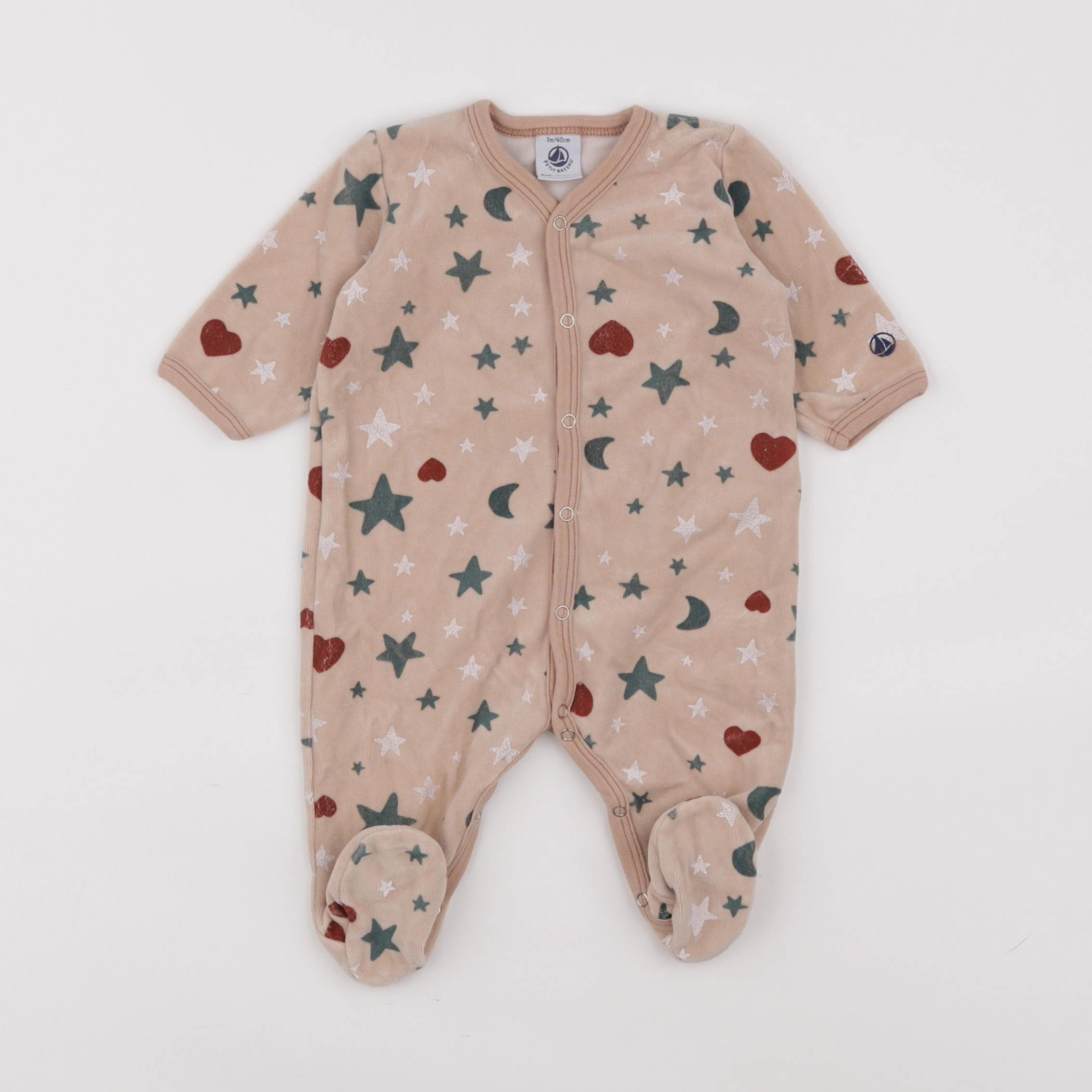 Petit Bateau - pyjama velours marron - 3 mois