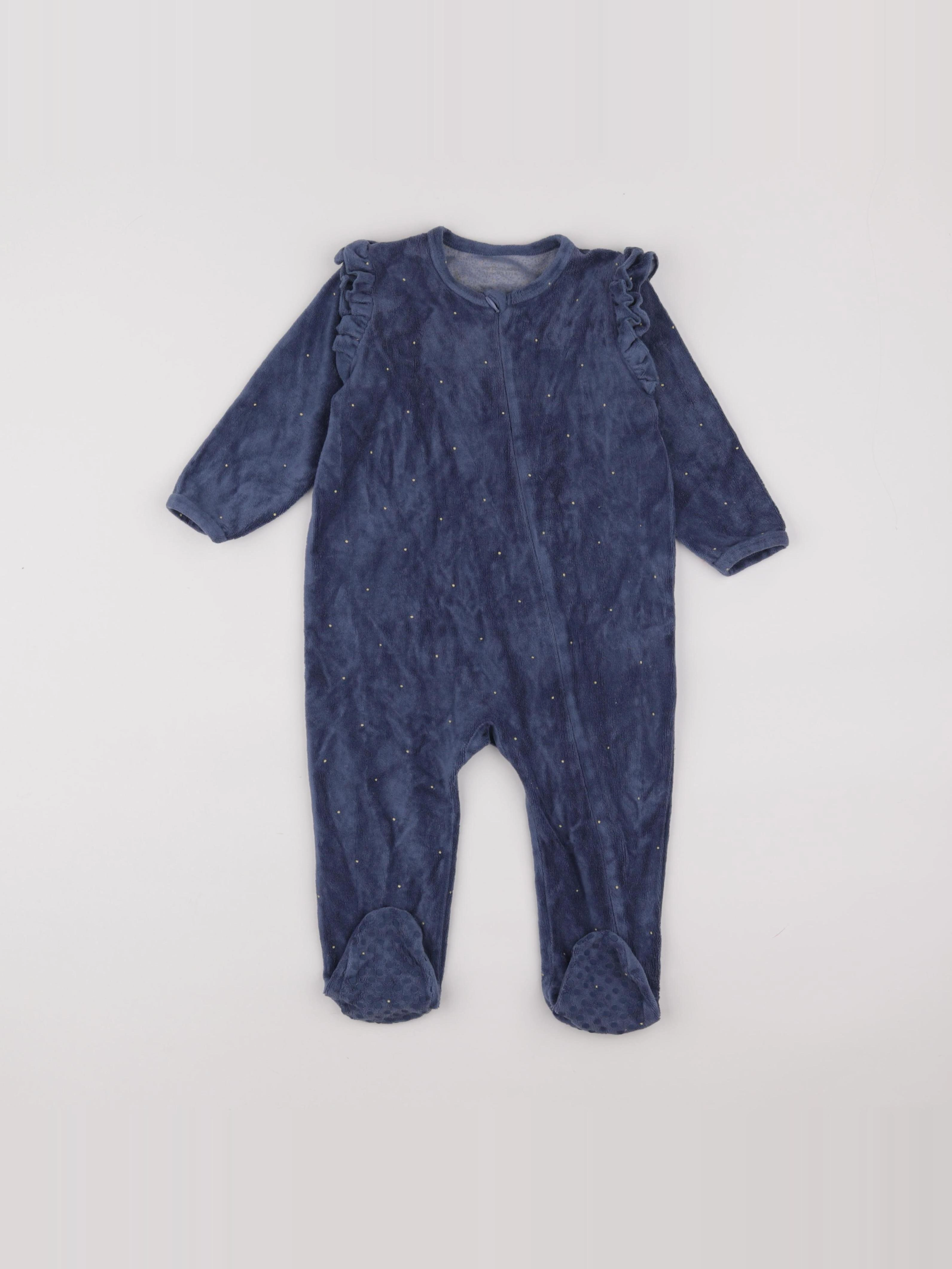 Vertbaudet - pyjama velours bleu, or - 18 mois