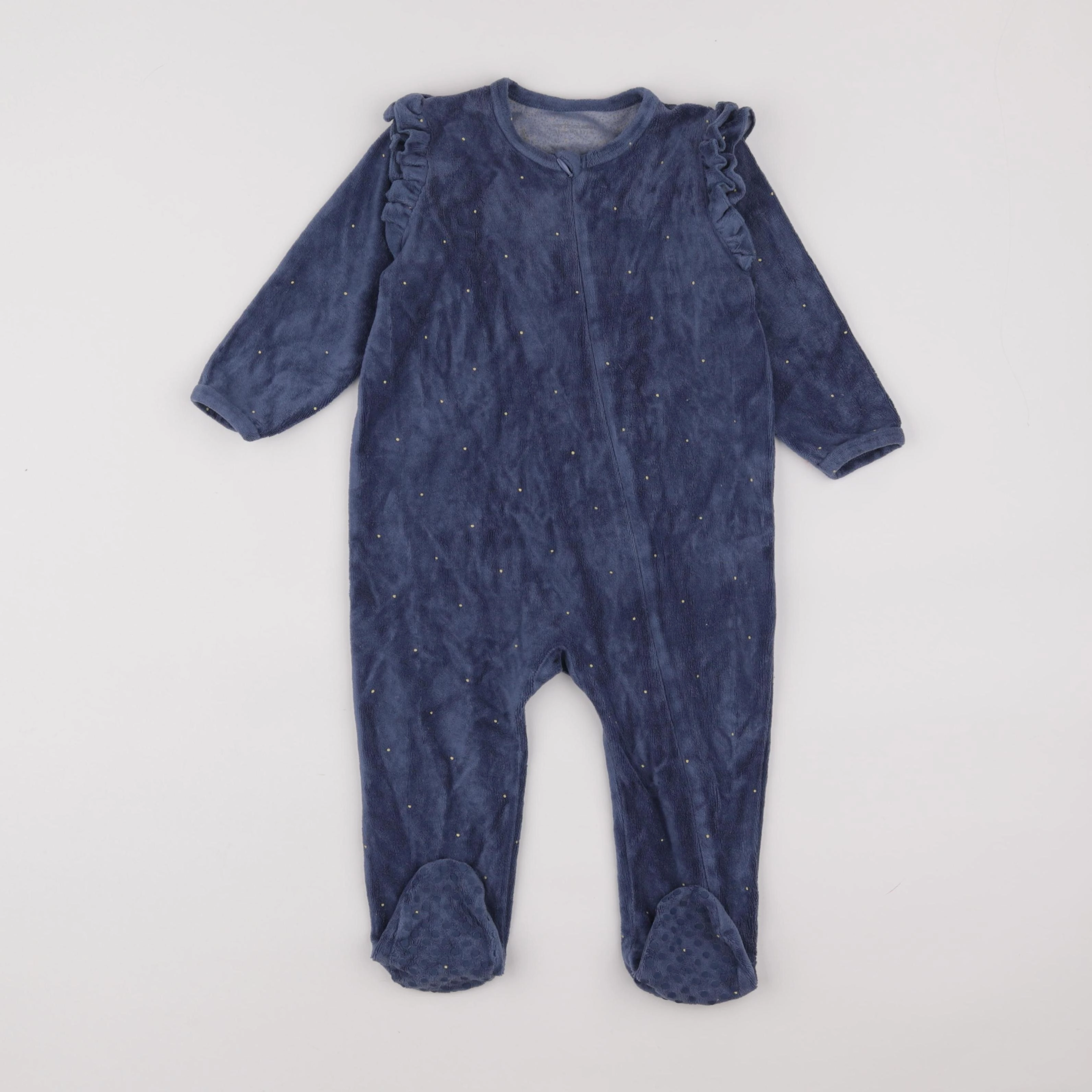 Vertbaudet - pyjama velours bleu, or - 18 mois