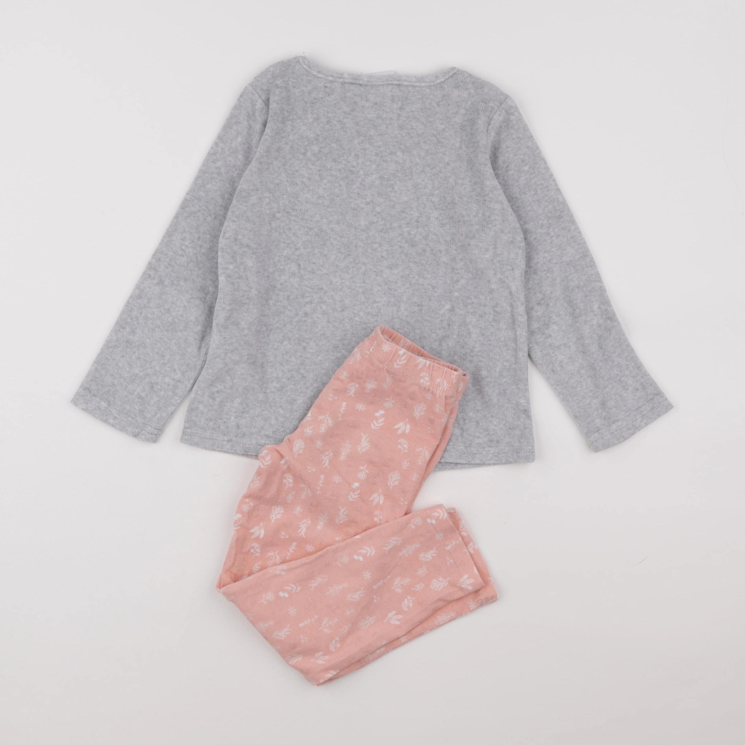 Vertbaudet - pyjama velours gris, rose - 5 ans