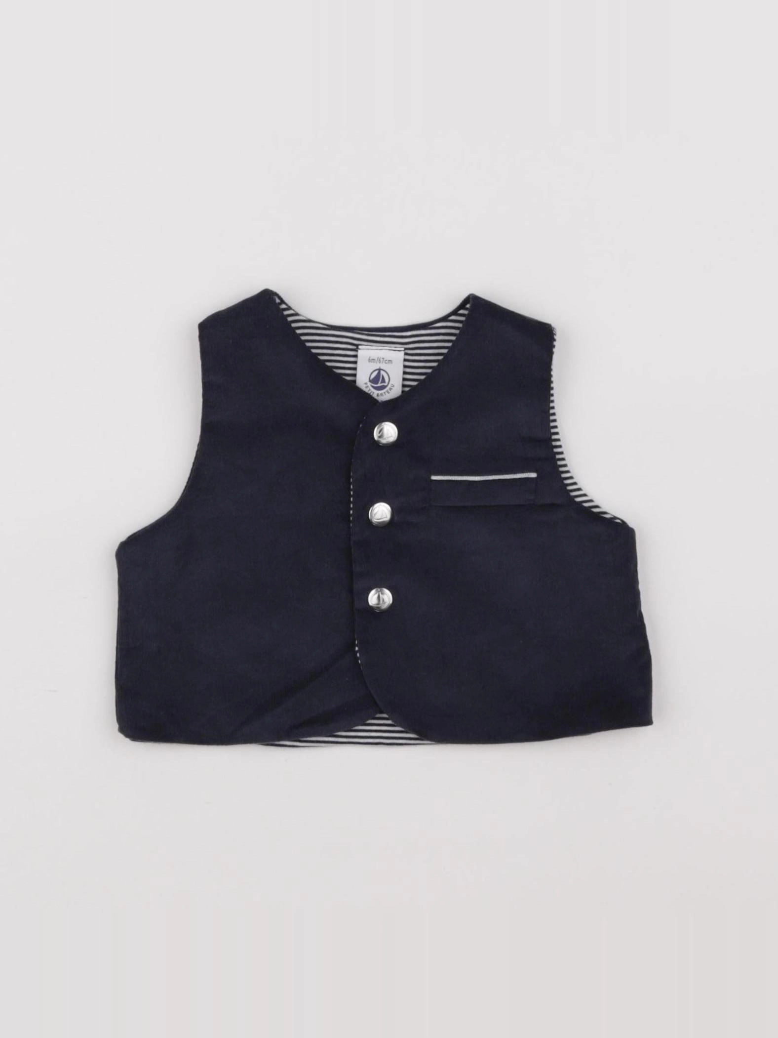 Petit Bateau - gilet bleu, argent - 6 mois