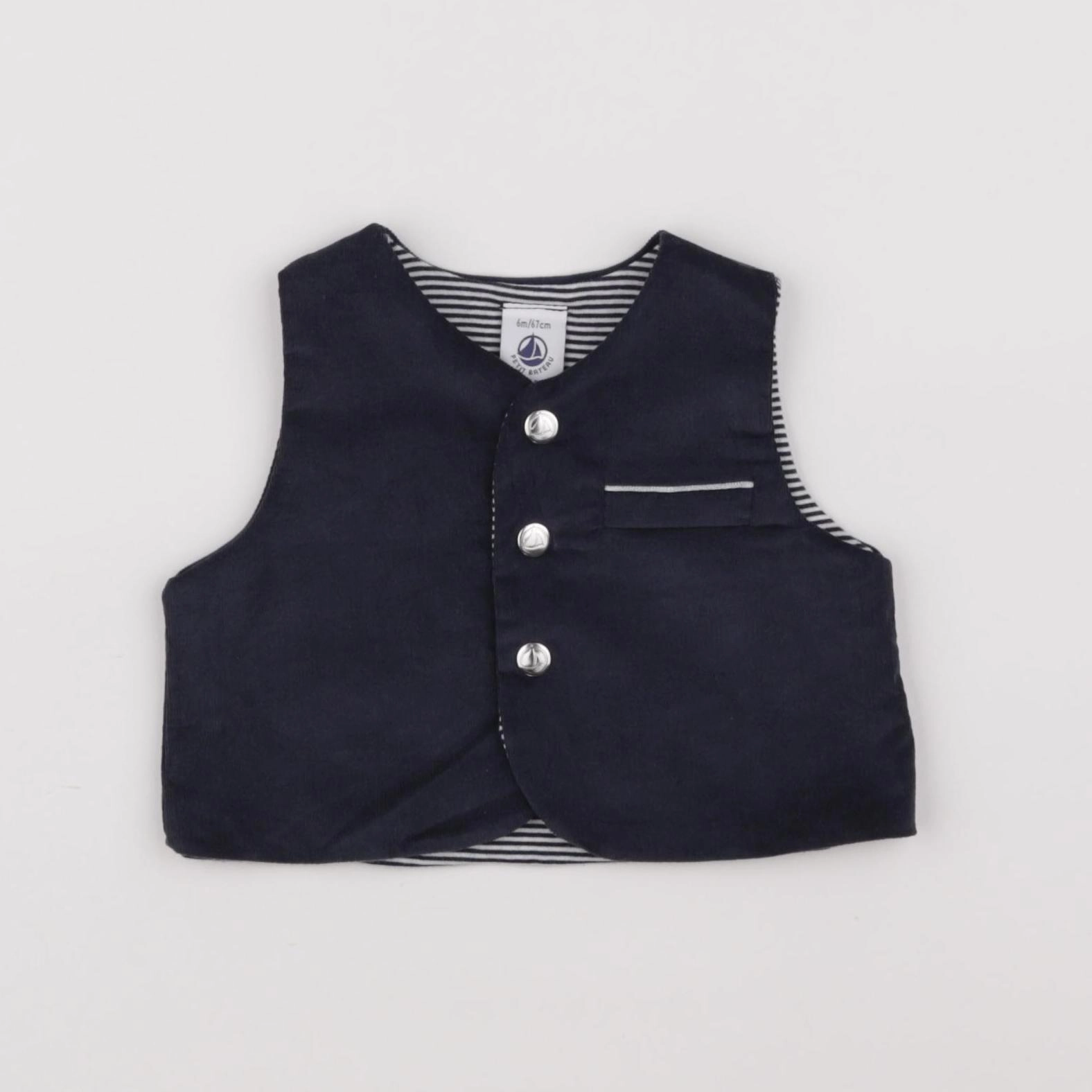 Petit Bateau - gilet bleu, argent - 6 mois