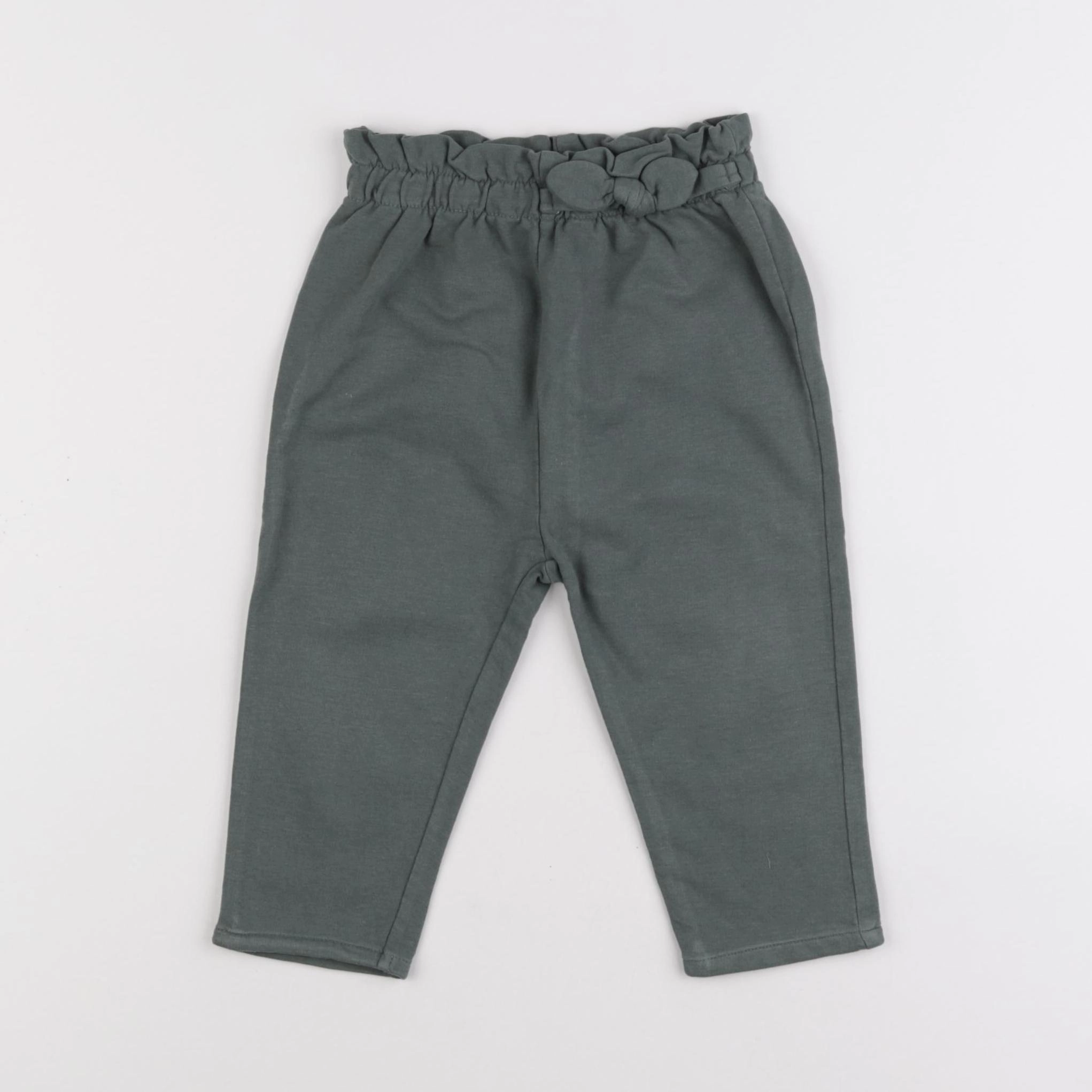 Vertbaudet - pantalon coton vert - 18 mois