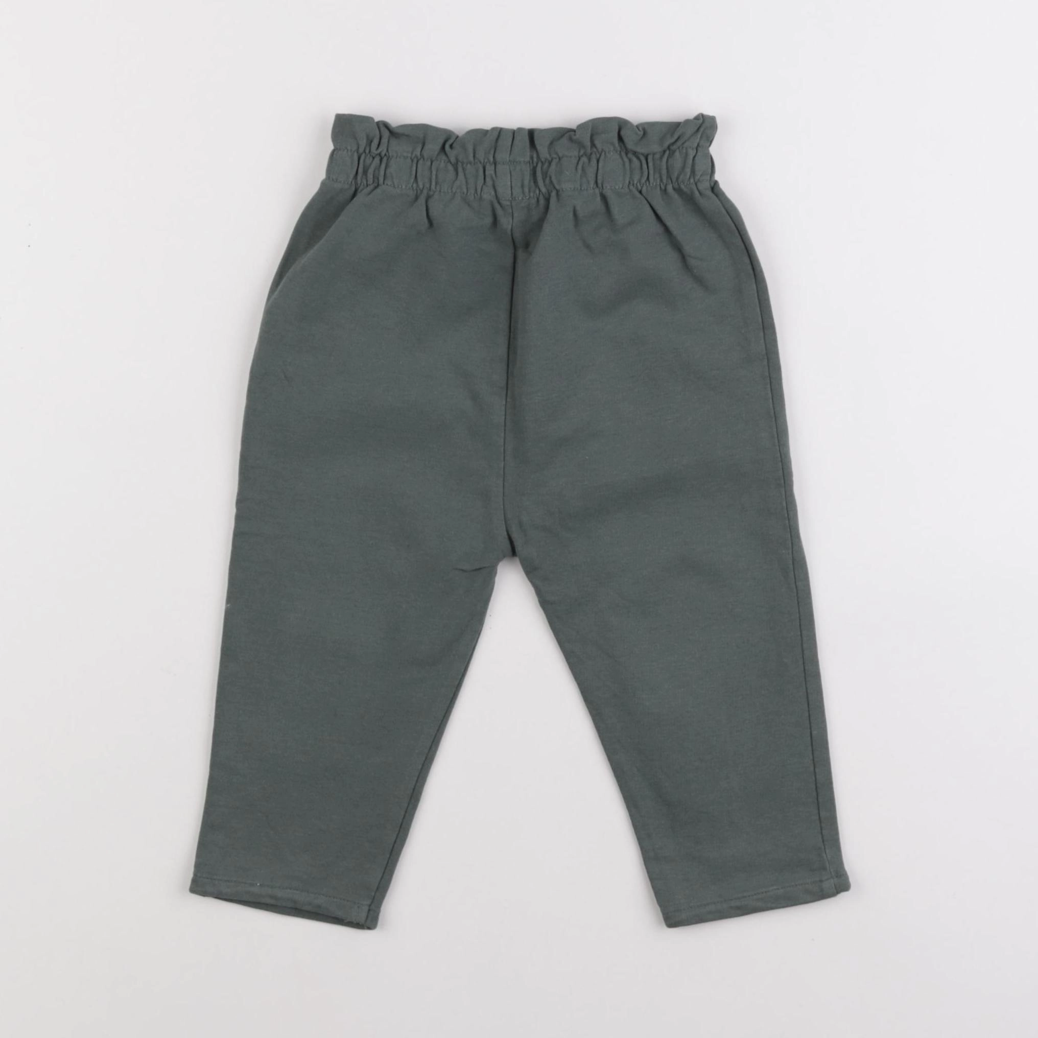 Vertbaudet - pantalon coton vert - 18 mois