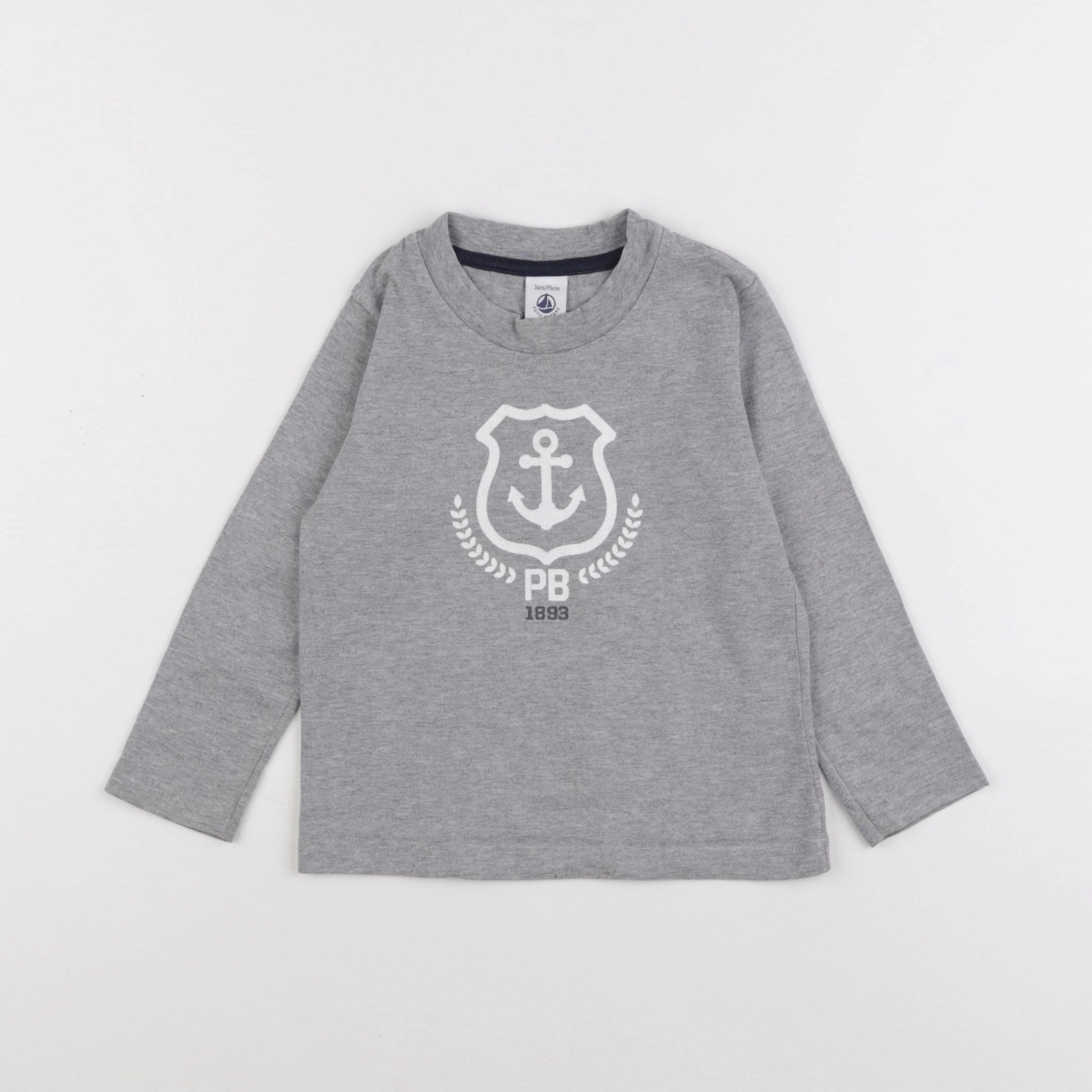 Petit Bateau - tee-shirt gris - 3 ans