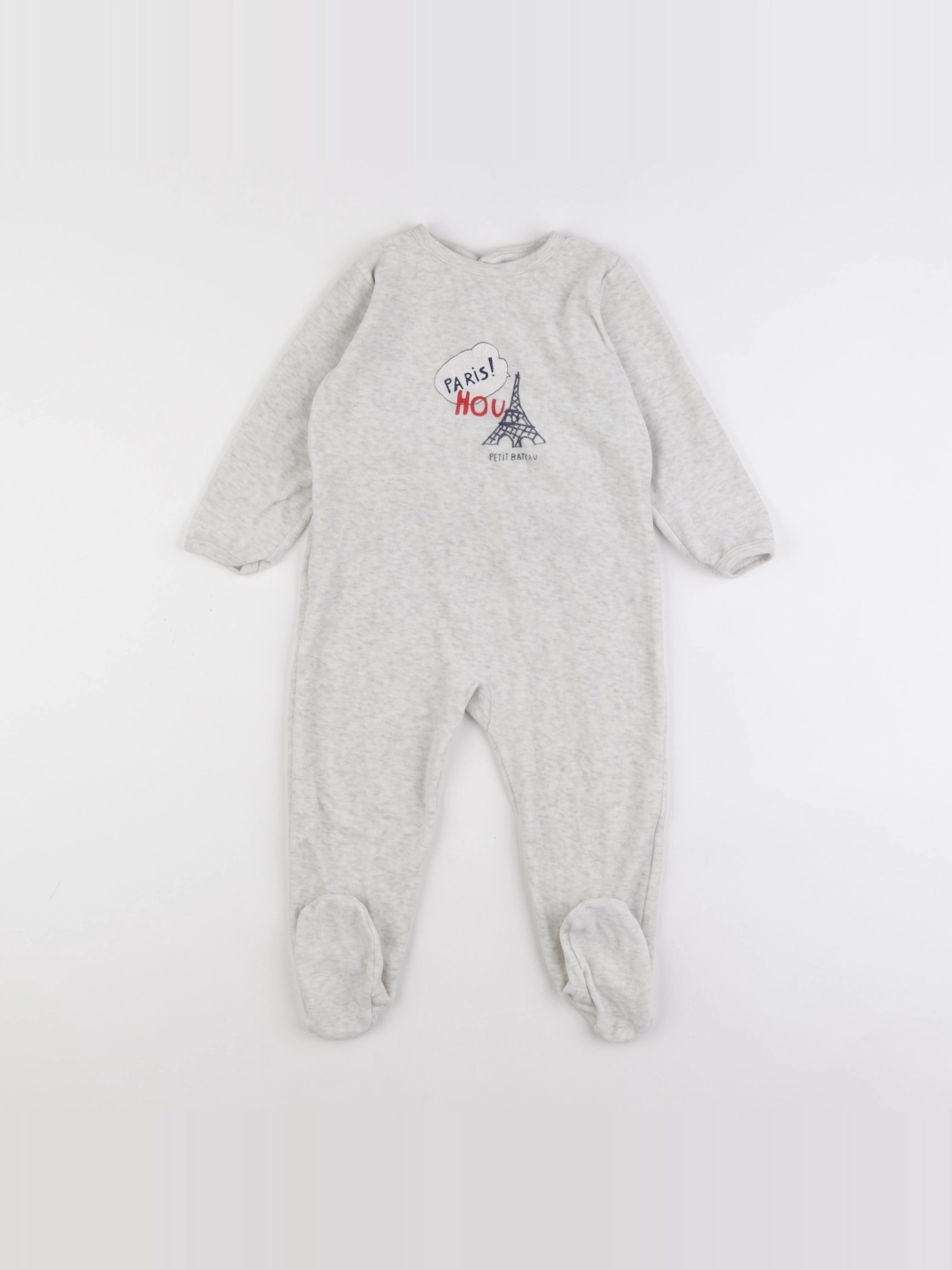 Petit Bateau - pyjama velours gris - 24 mois