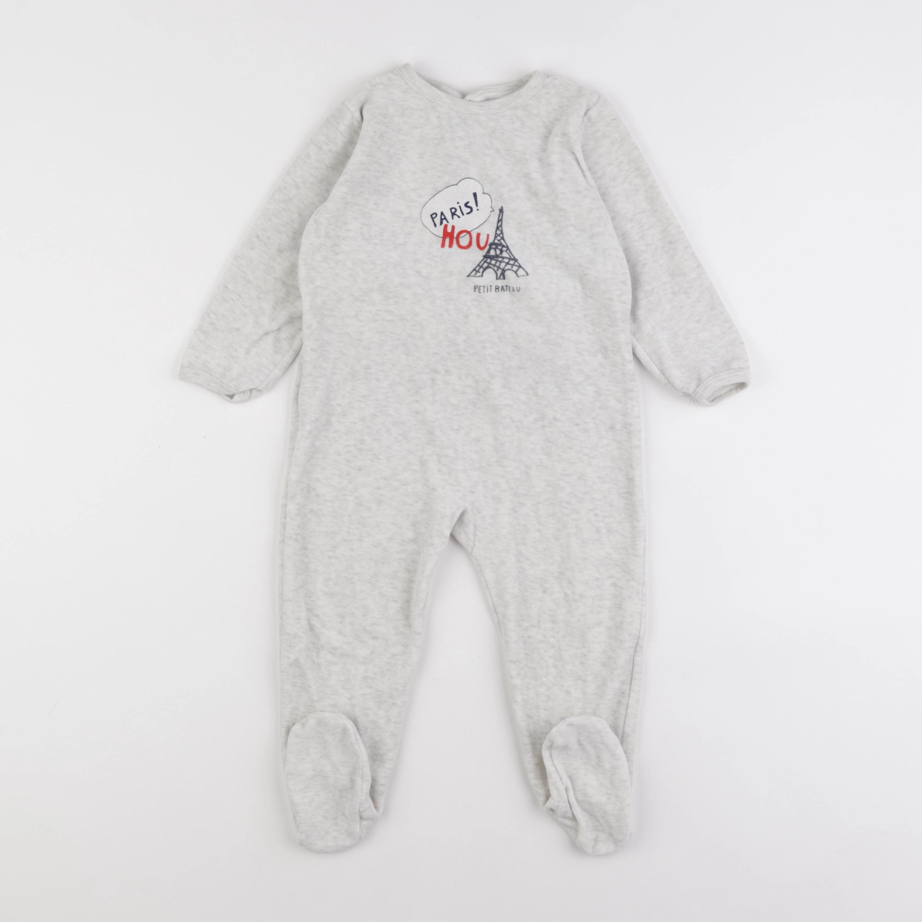 Petit Bateau - pyjama velours gris - 24 mois