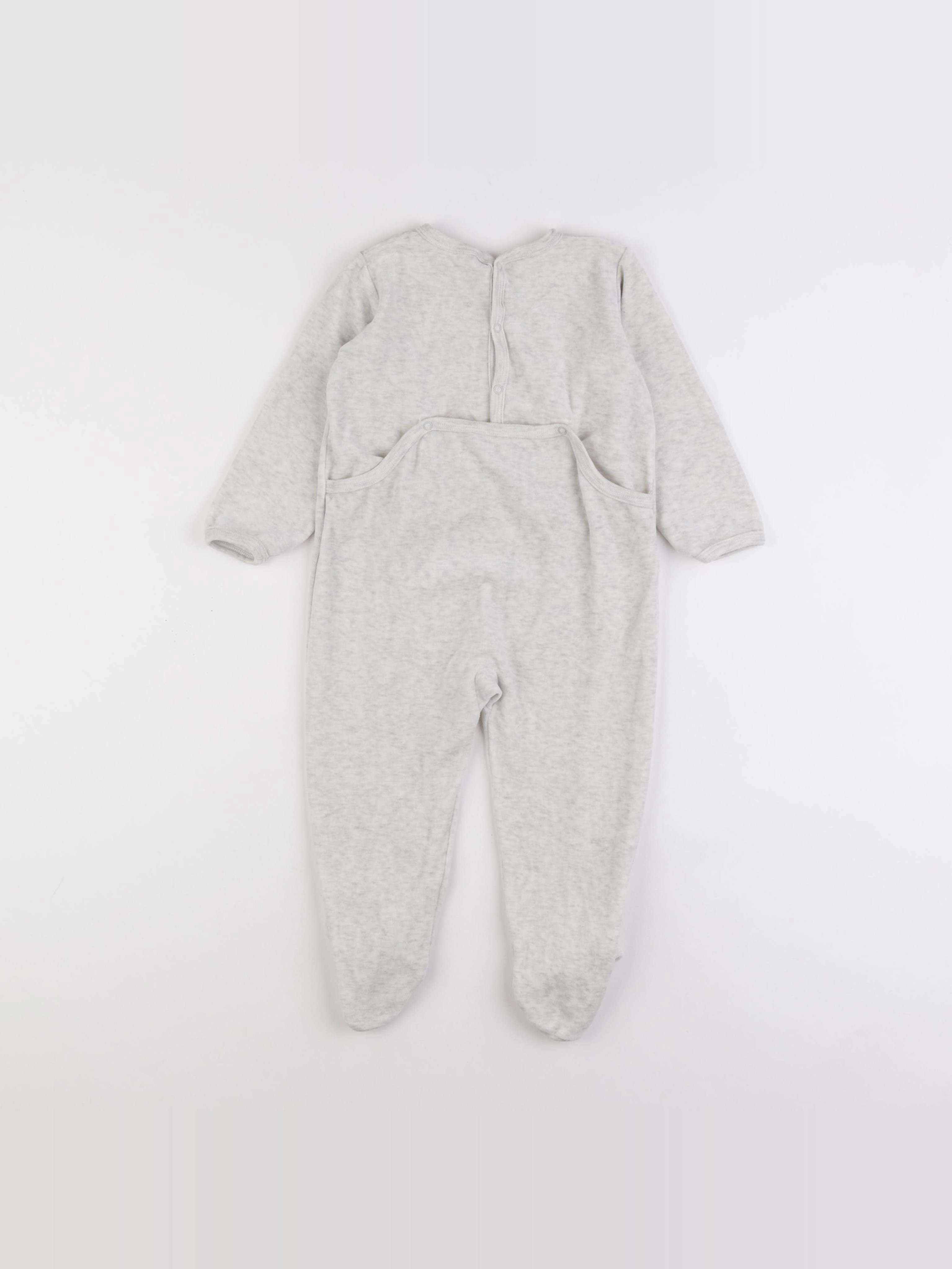 Petit Bateau - pyjama velours gris - 24 mois