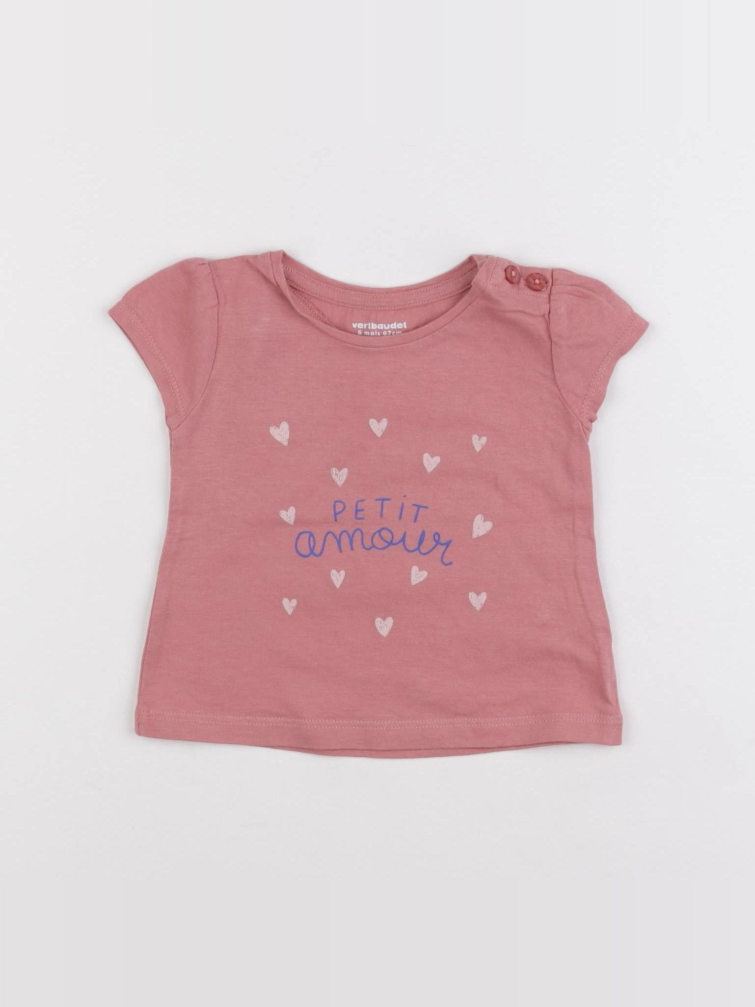 Vertbaudet - tee-shirt rose - 6 mois