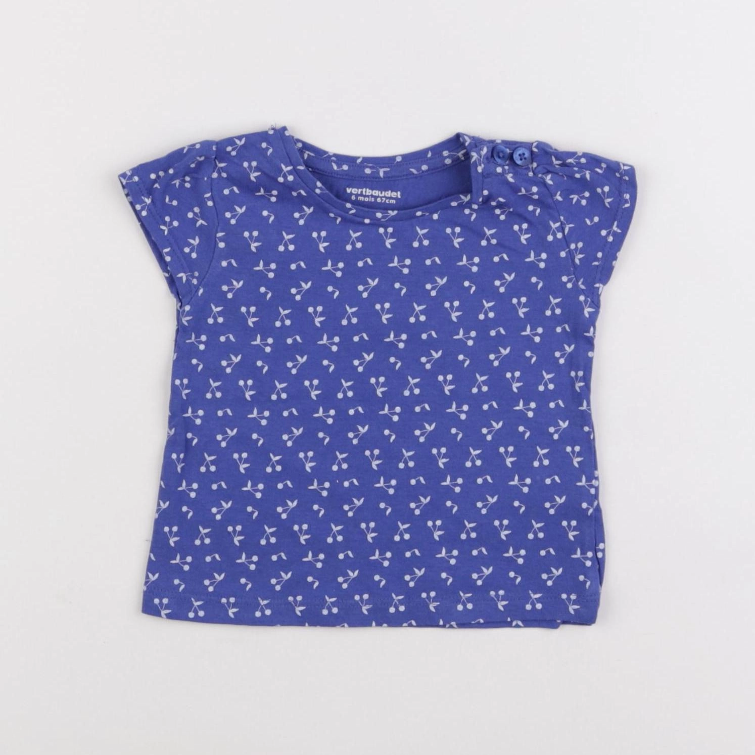 Vertbaudet - tee-shirt bleu - 6 mois