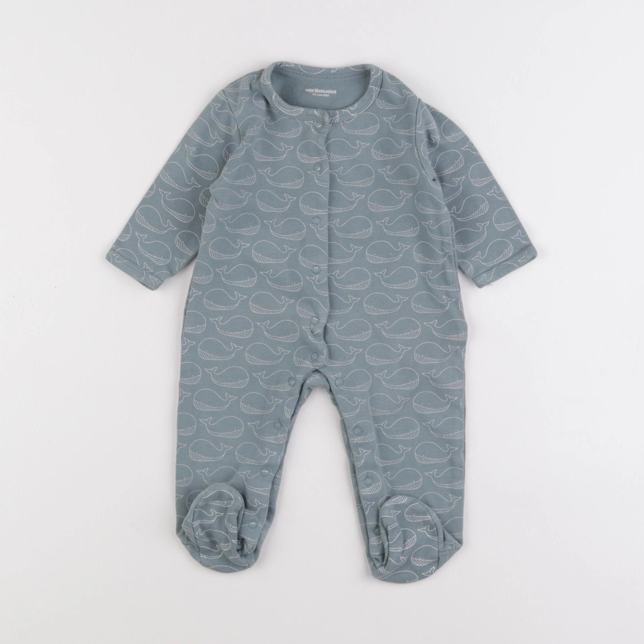 Vertbaudet - pyjama coton vert - 9 mois