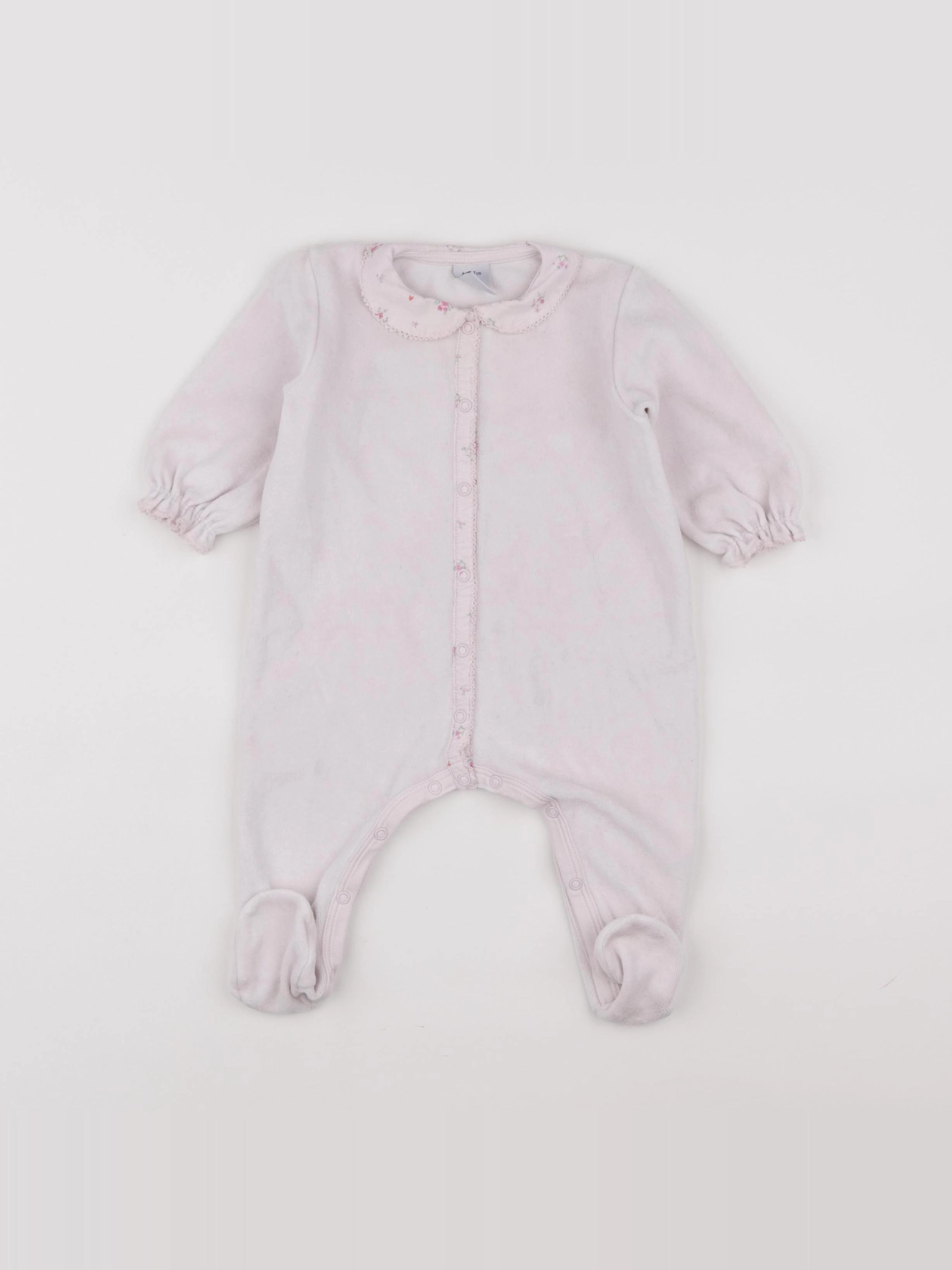 Petit Bateau - pyjama velours rose - 6 mois