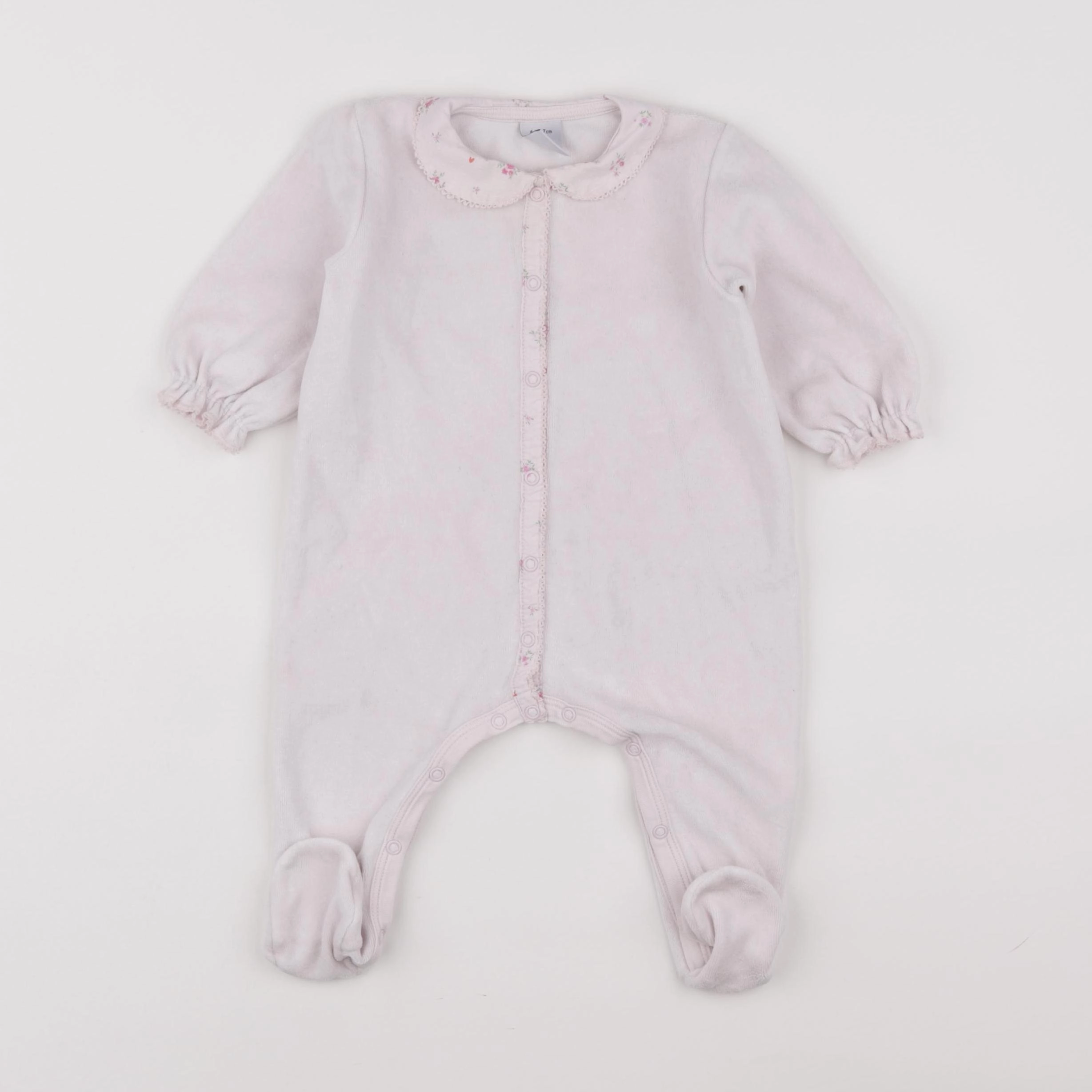 Petit Bateau - pyjama velours rose - 6 mois