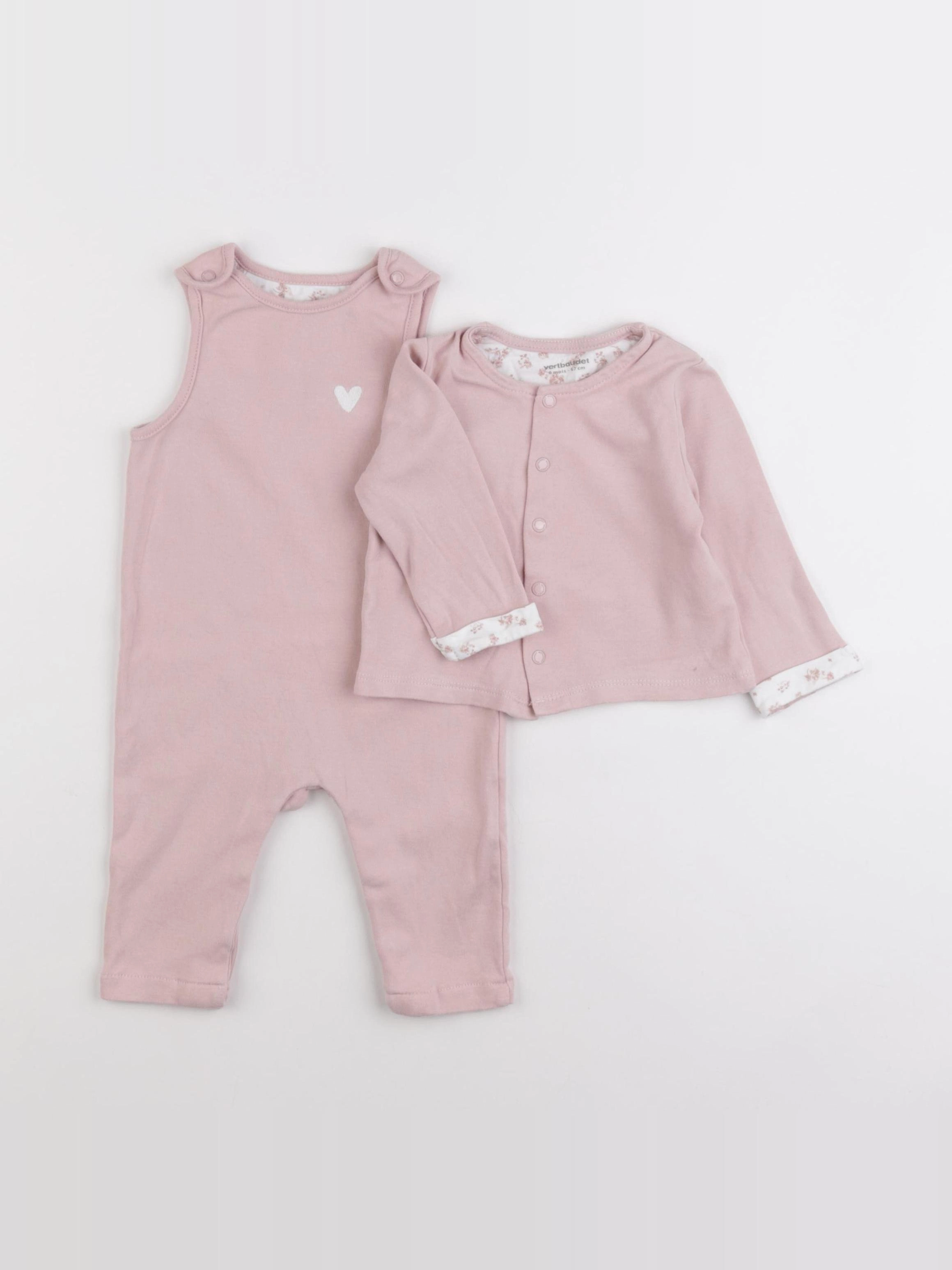 Vertbaudet - pyjama coton rose - 6 mois