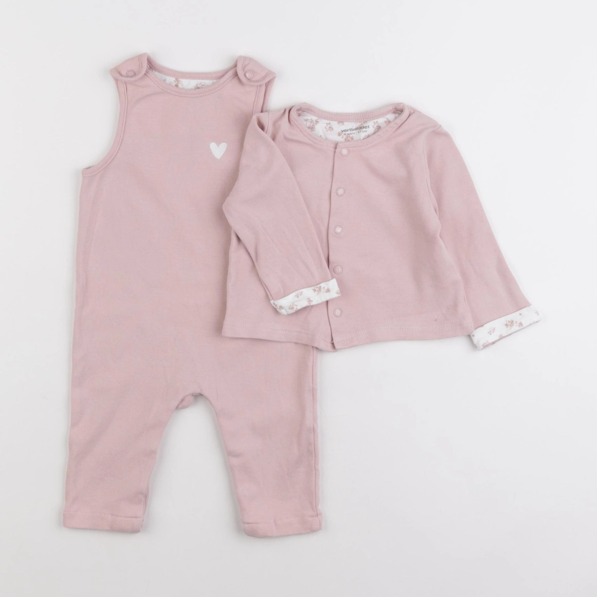 Vertbaudet - pyjama coton rose - 6 mois