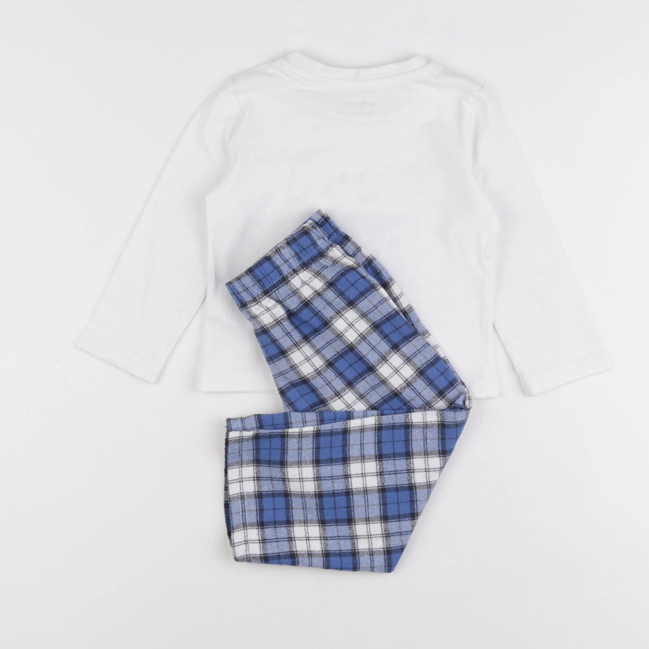 Vertbaudet - pyjama coton blanc, bleu - 2 ans