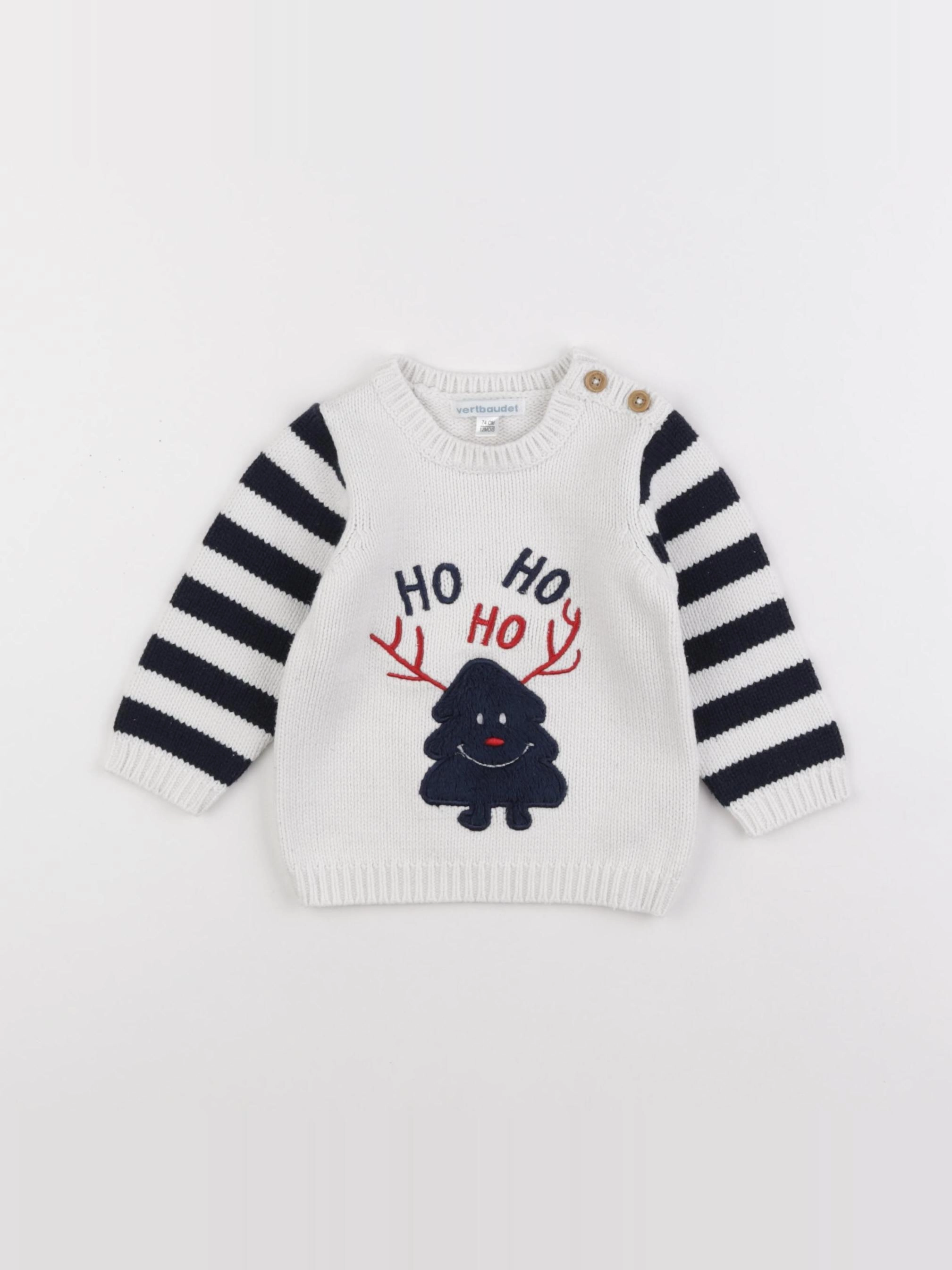 Vertbaudet - pull blanc - 12 mois