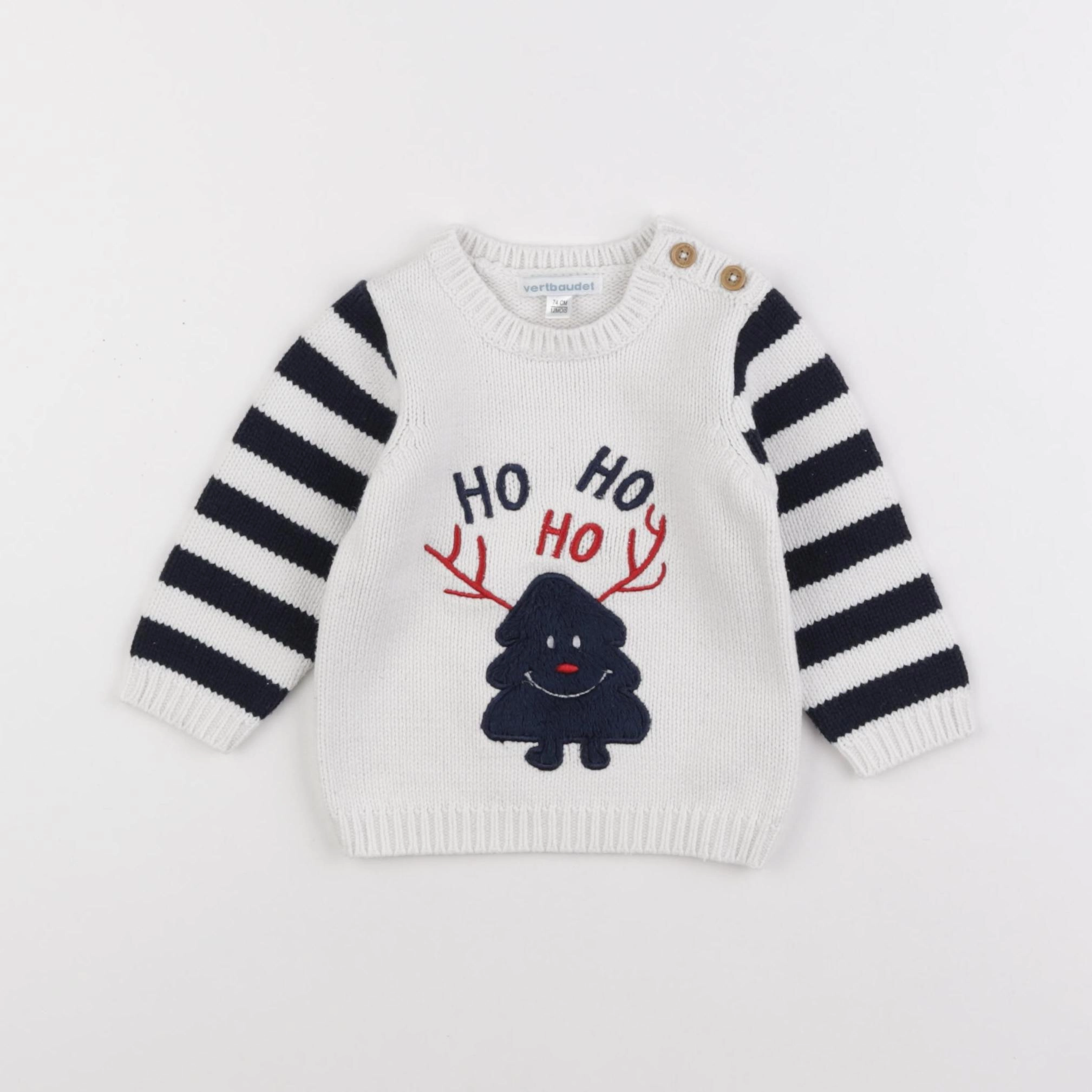 Vertbaudet - pull blanc - 12 mois