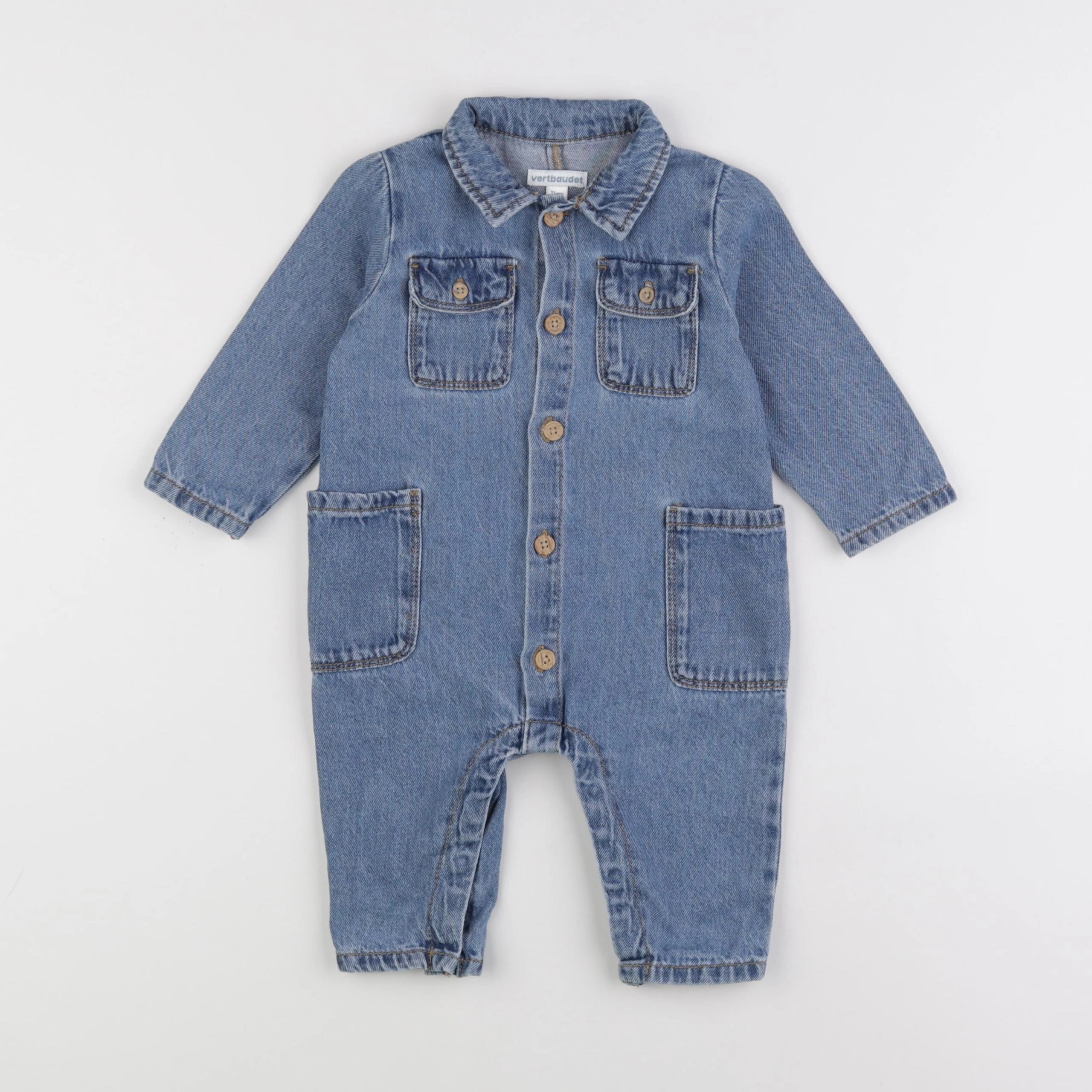 Vertbaudet - combinaison bleu - 9 mois
