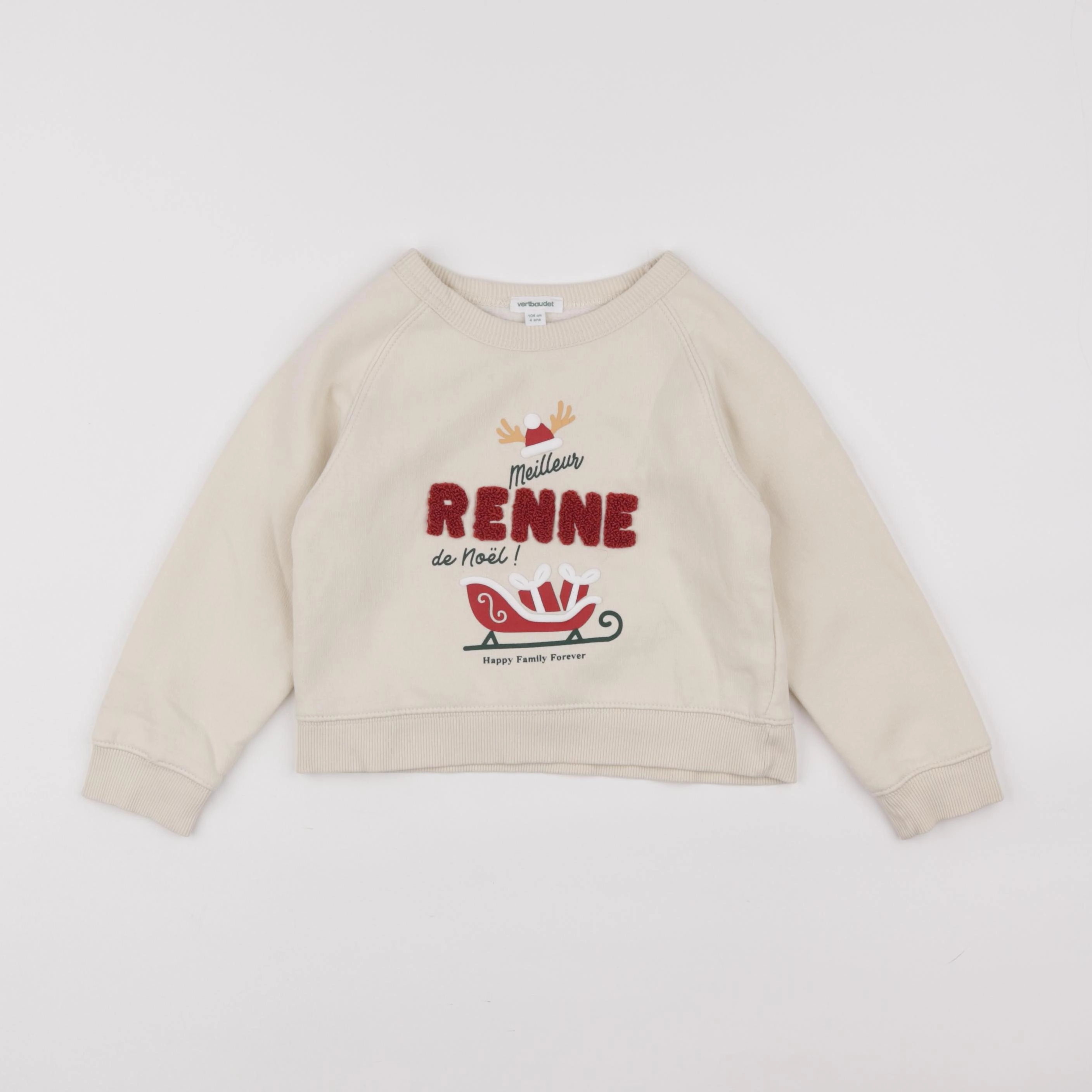 Vertbaudet - sweat beige - 4 ans