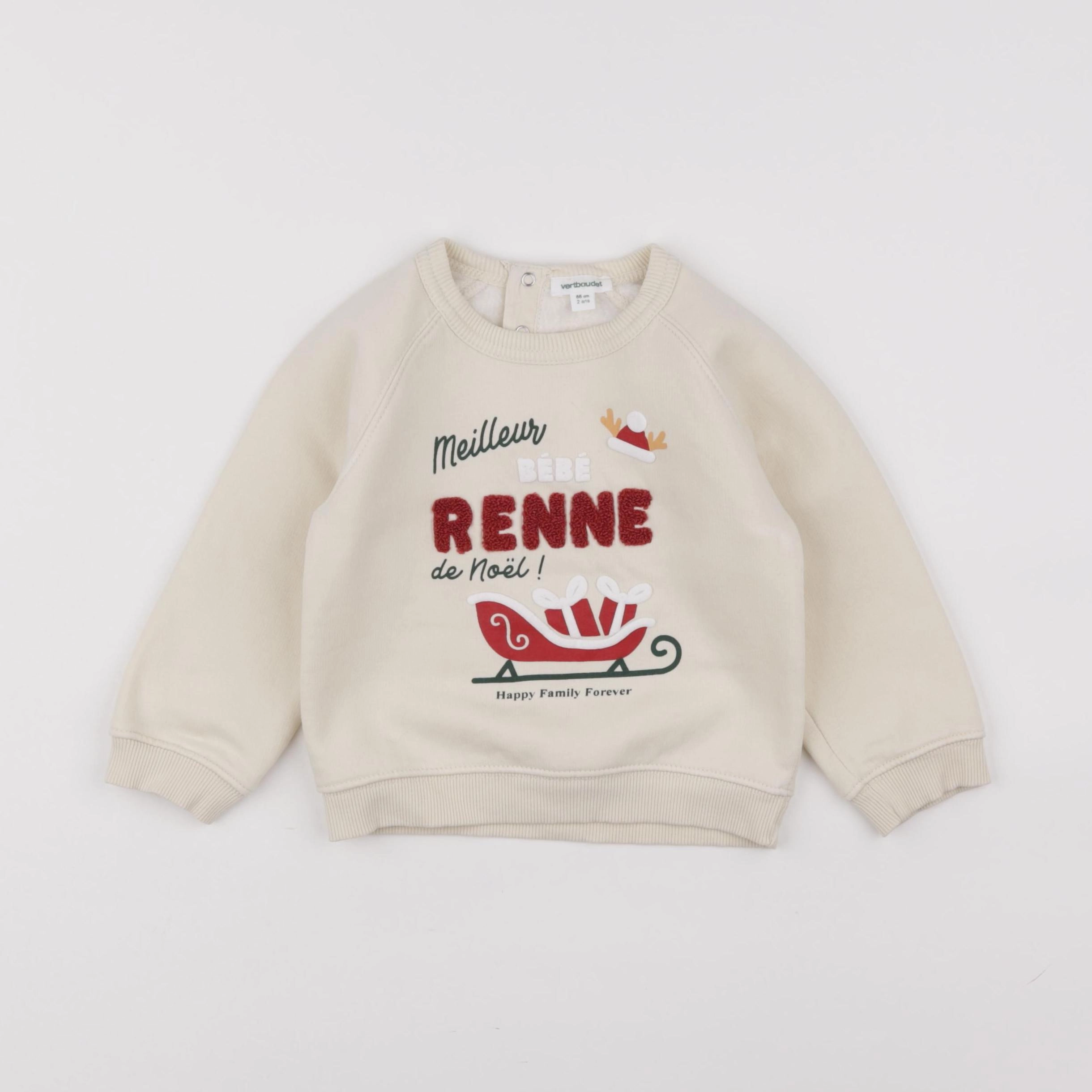 Vertbaudet - sweat beige - 2 ans