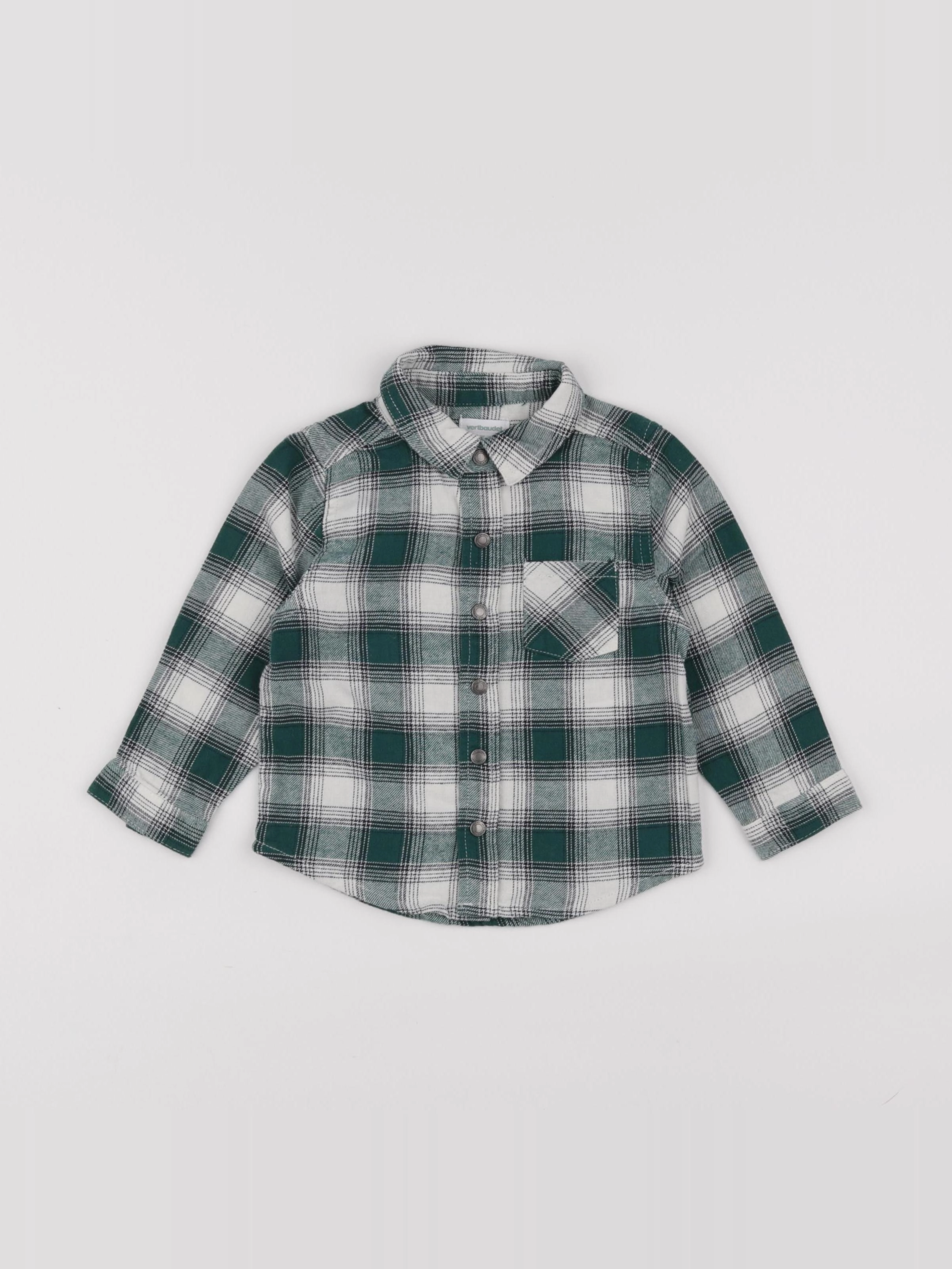 Vertbaudet - chemise blanc, vert - 18 mois