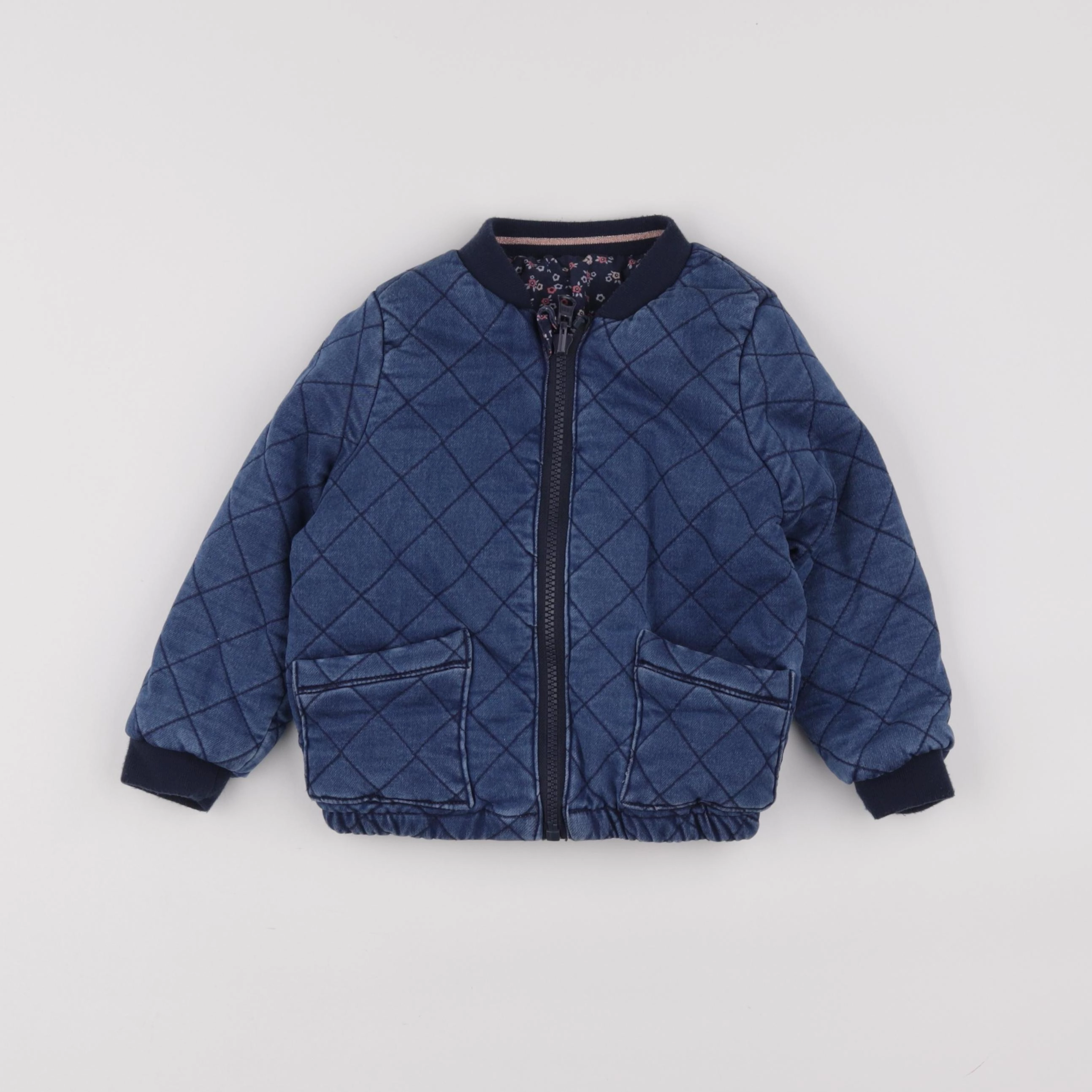 Vertbaudet - veste réversible bleu - 3 ans