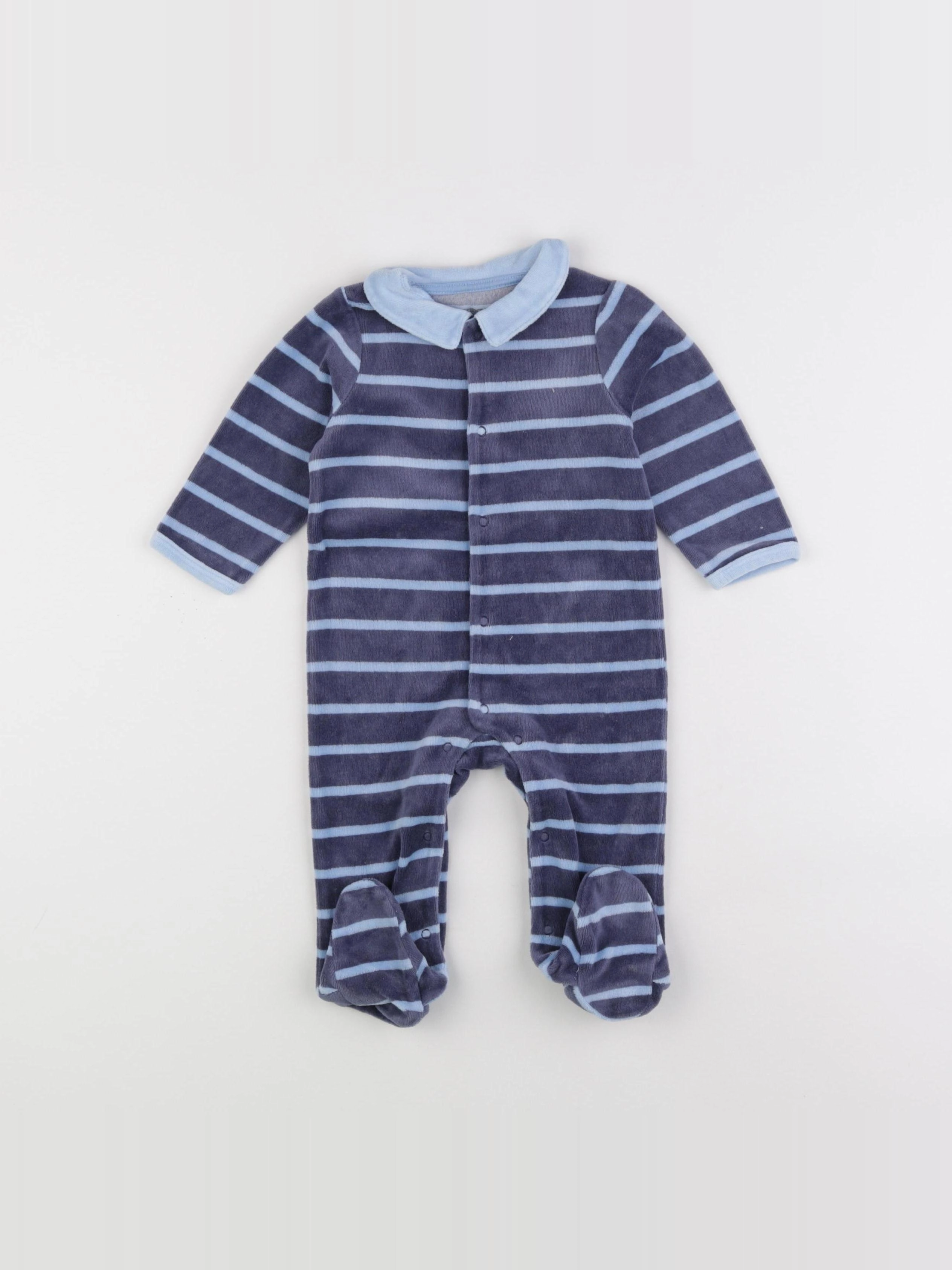 Vertbaudet - pyjama velours bleu - 6 mois